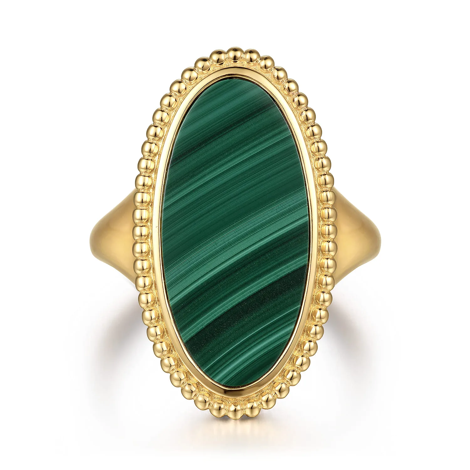 Oval Malachite Inlay Signet Ring