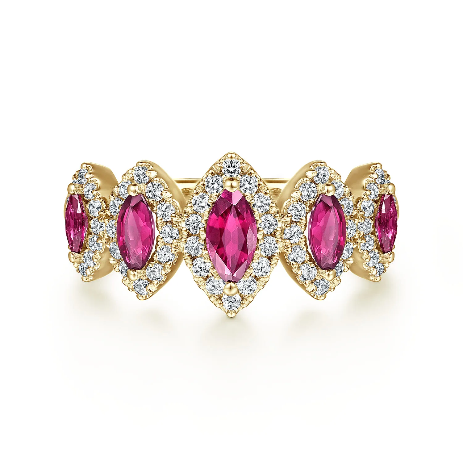 Ruby and Diamond Halo Marquise Ladies Ring