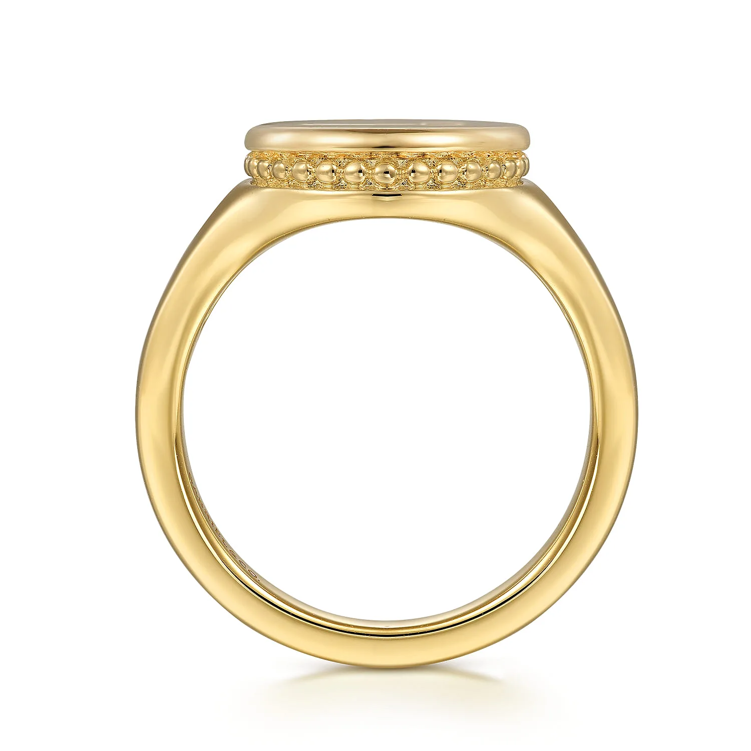 Bujukan Diamond A Initial Signet Ring in 14K Yellow Gold, photograph 2