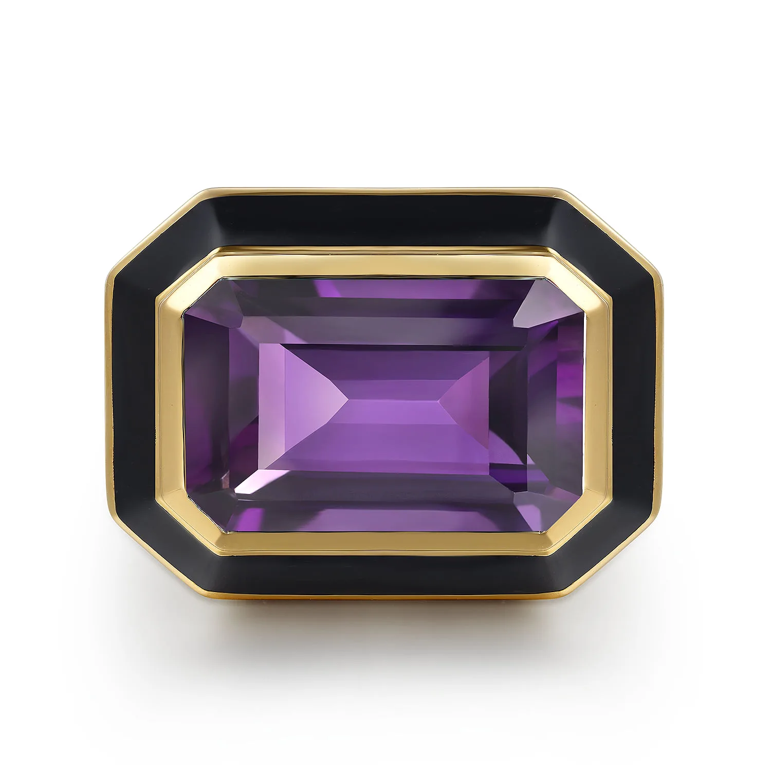 Amethyst Cocktail Ring with Black Enamel