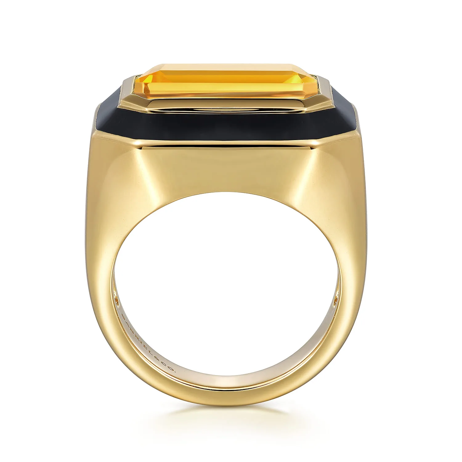 Citrine Cocktail Ring with Black Enamel in 14K Yellow Gold, photograph 2