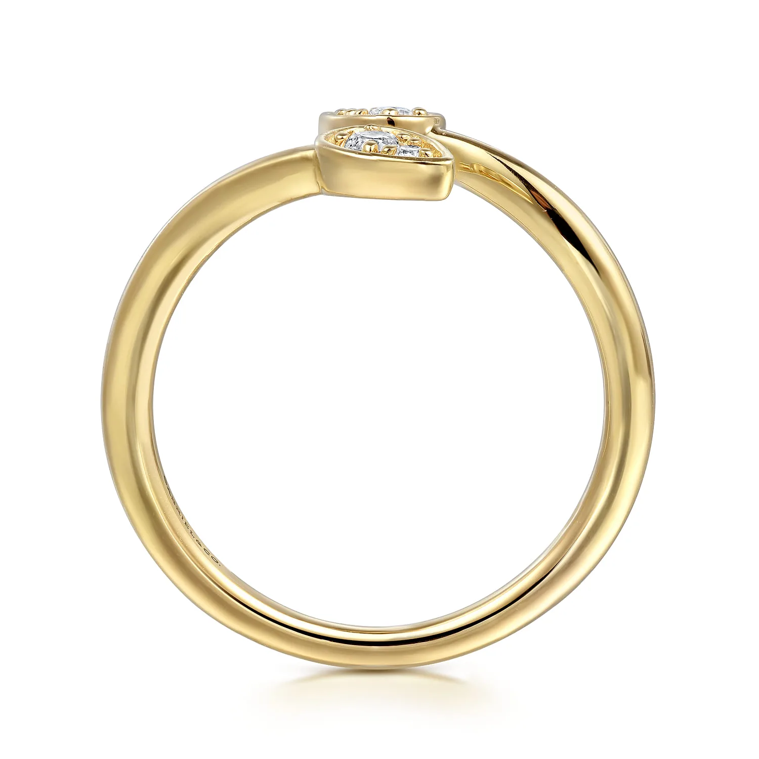 Diamond By-pass Ladies Ring in 14K Yellow Gold, photograph 2
