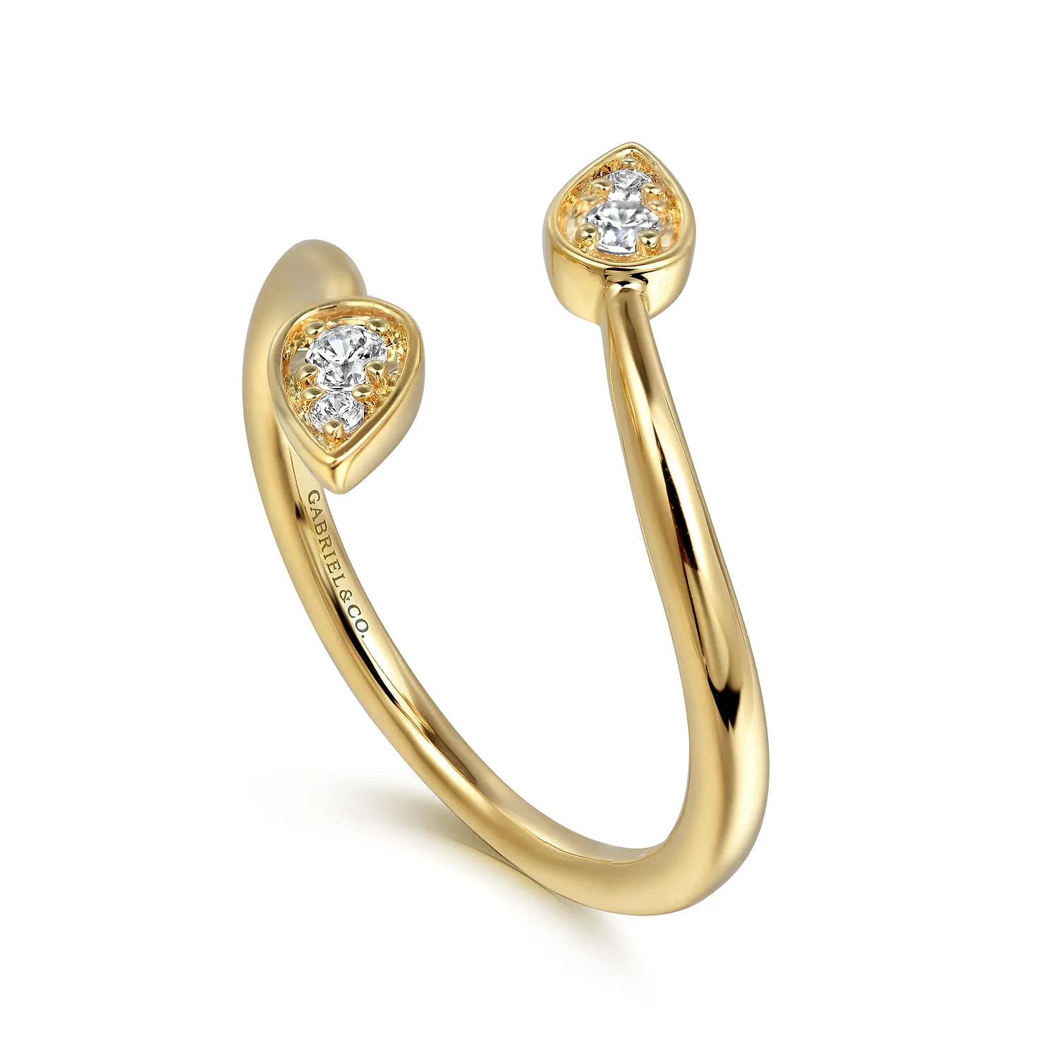 Diamond By-pass Ladies Ring in 14K Yellow Gold, photograph 3