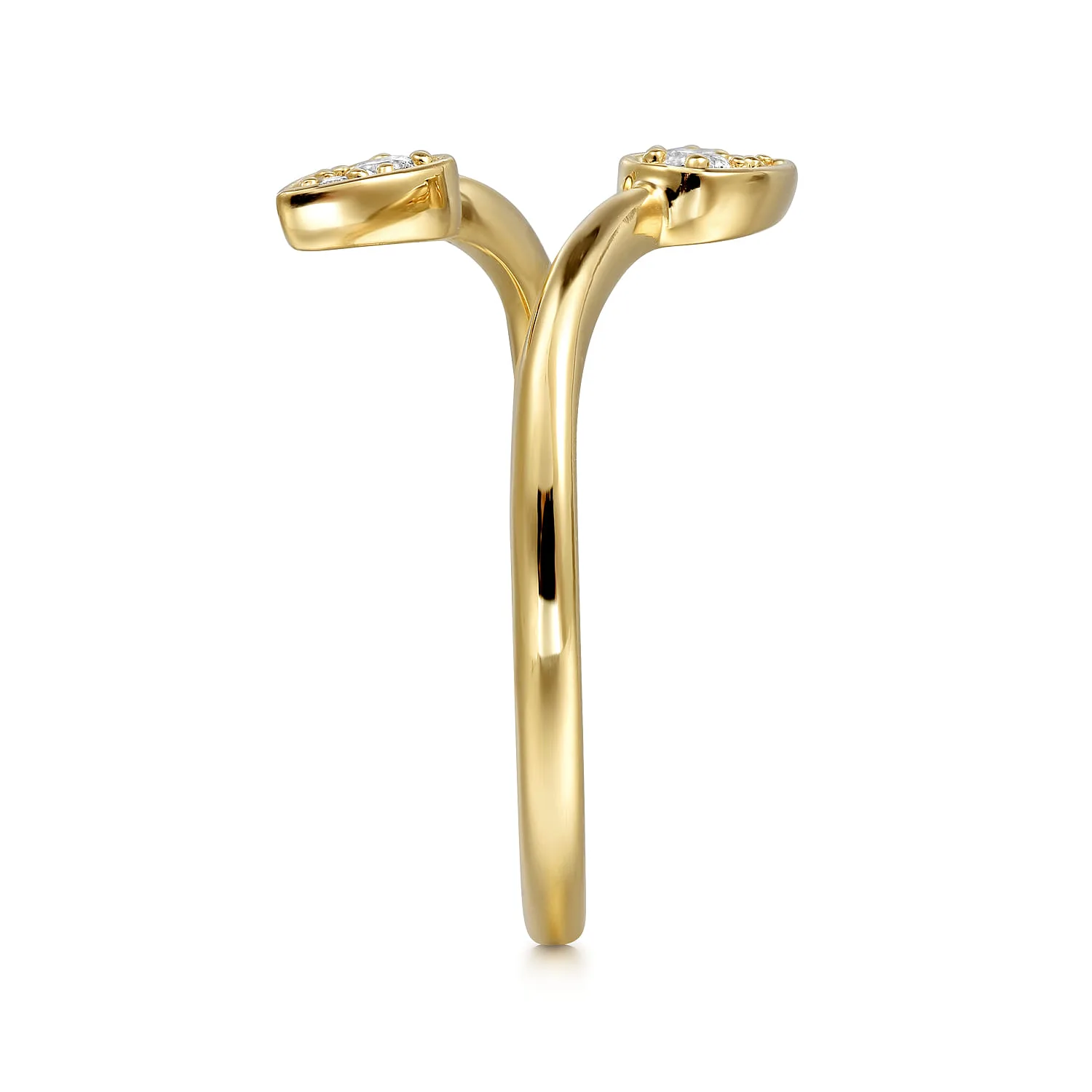 Diamond By-pass Ladies Ring in 14K Yellow Gold, photograph 4