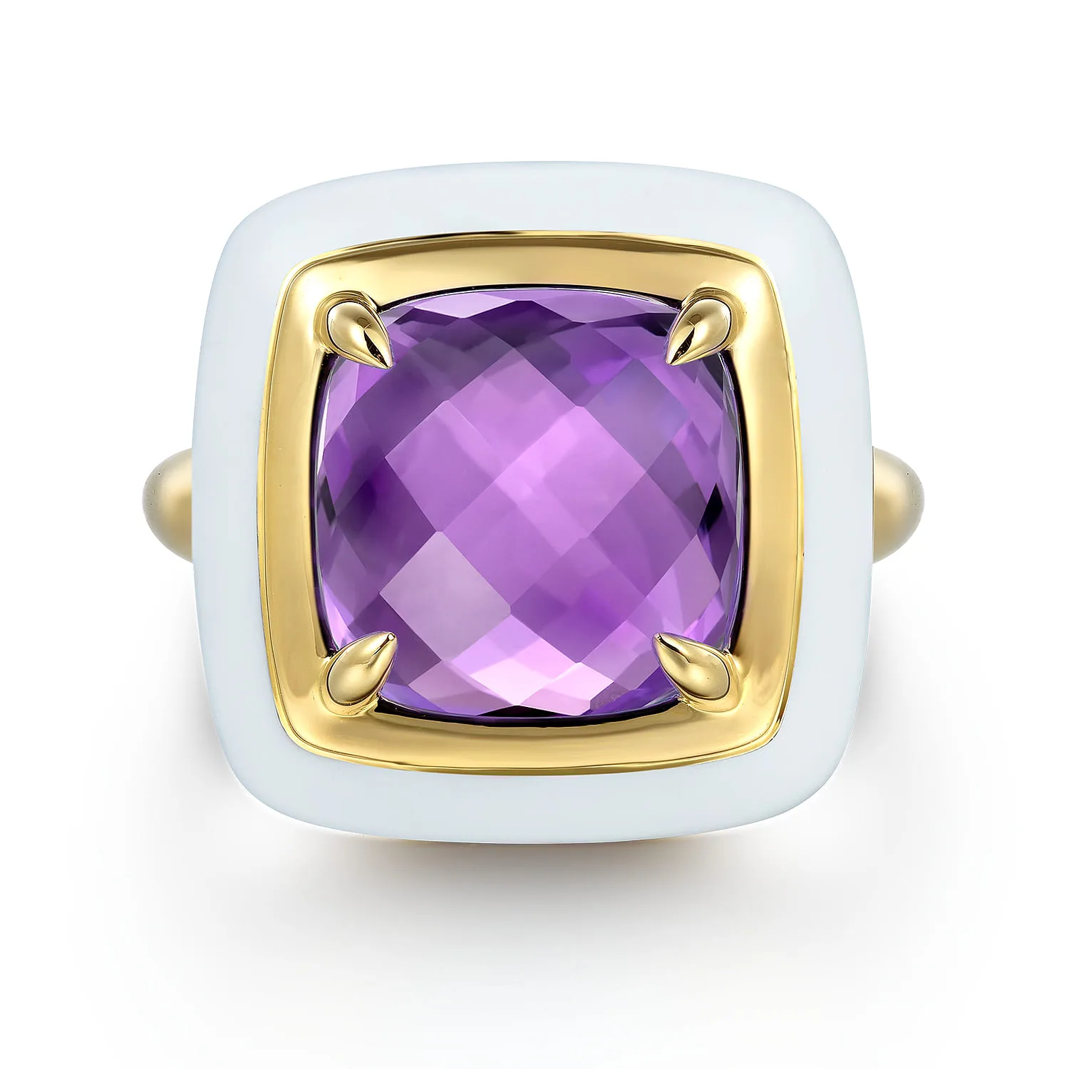 Amethyst Cocktail Ring with White Enamel