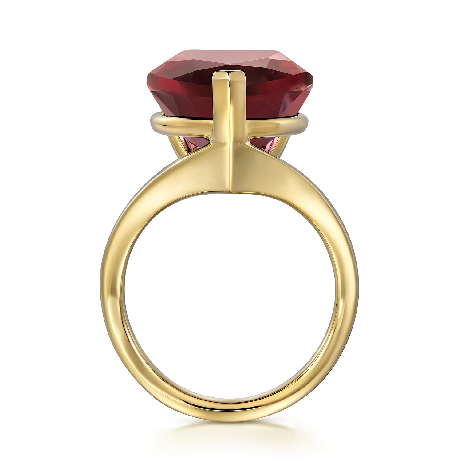 Garnet Pear Ladies Ring in 14K Yellow Gold, photograph 2