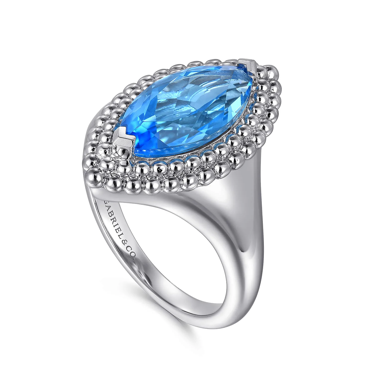 Marquise Shape London Blue Topaz Bujukan Fashion Ladies Ring in Sterling Silver, photograph 3