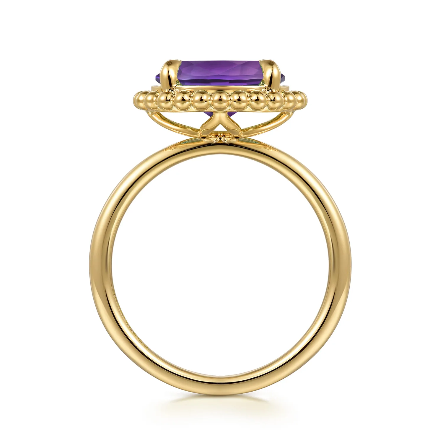 Amethyst Bujukan Ladies Ring in 14K Yellow Gold, photograph 2