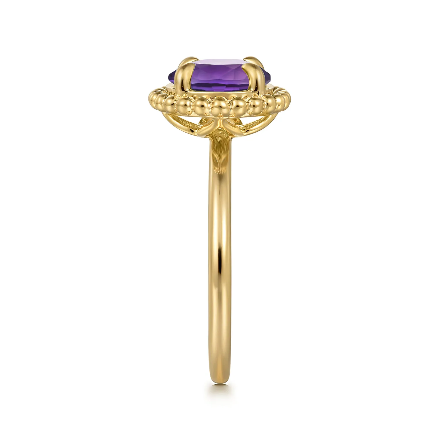 Amethyst Bujukan Ladies Ring in 14K Yellow Gold, photograph 4