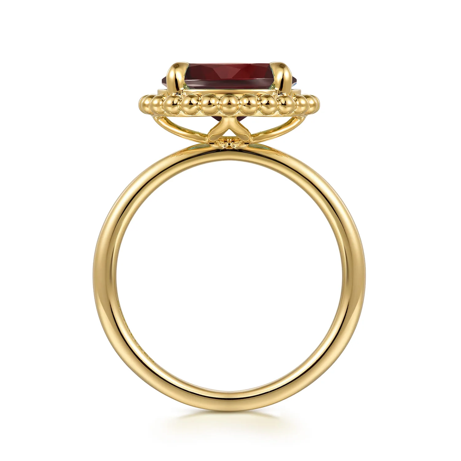 Garnet Bujukan Promise Ring in 14K Yellow Gold, photograph 2