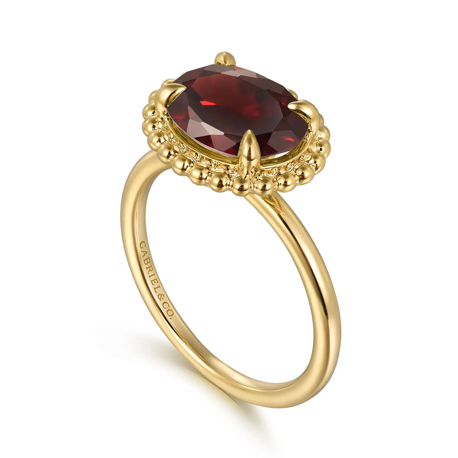 Garnet Bujukan Promise Ring in 14K Yellow Gold, photograph 3