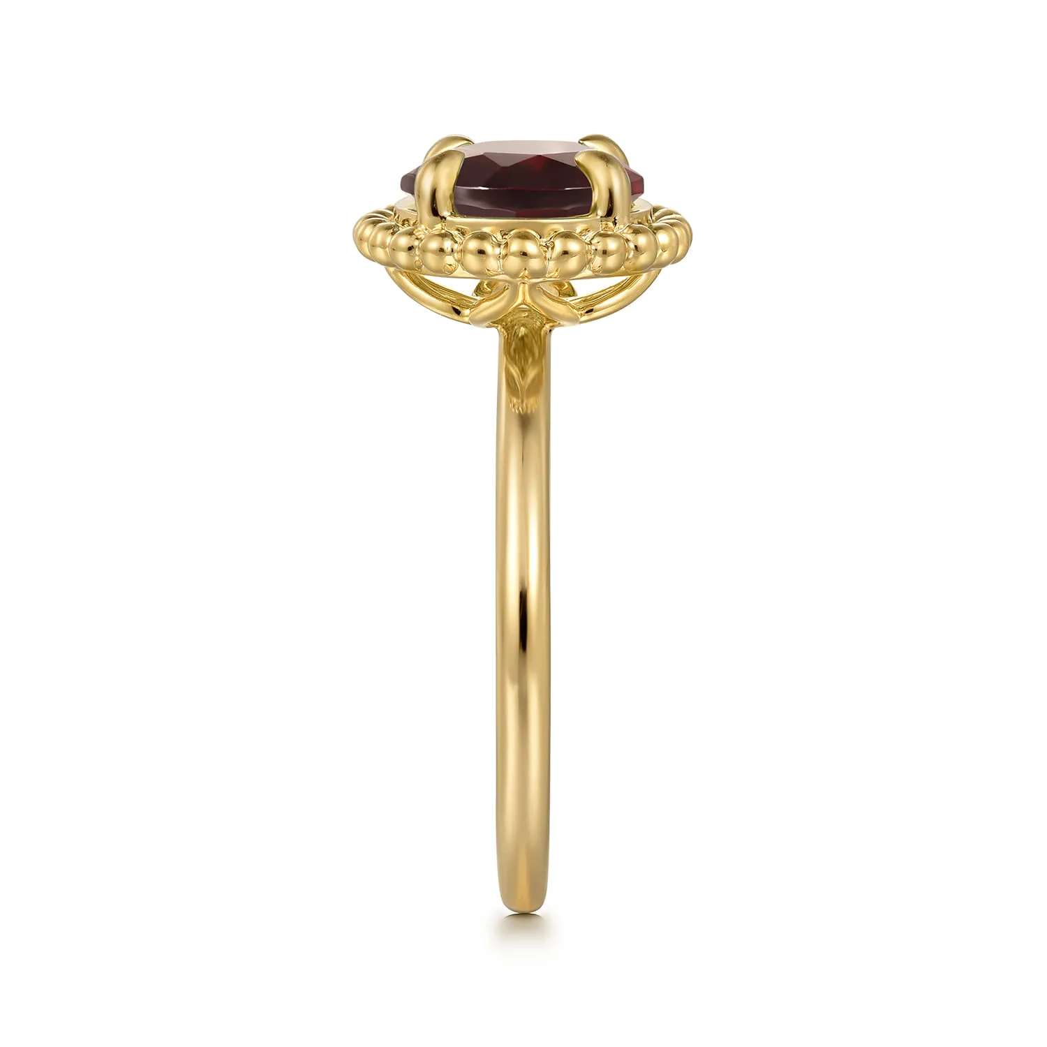 Garnet Bujukan Promise Ring in 14K Yellow Gold, photograph 4
