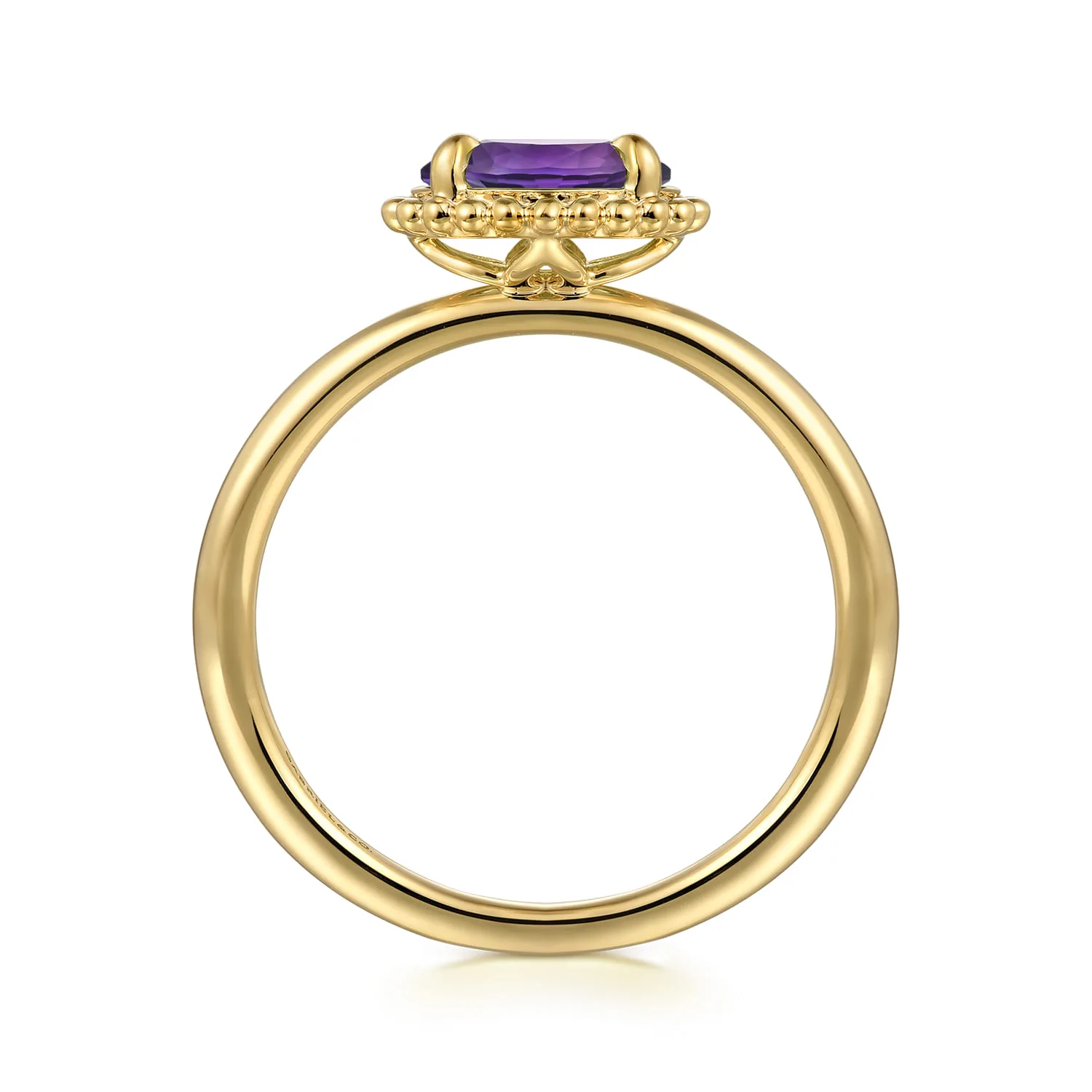 Amethyst Promise Ring in 14K Yellow Gold, photograph 2