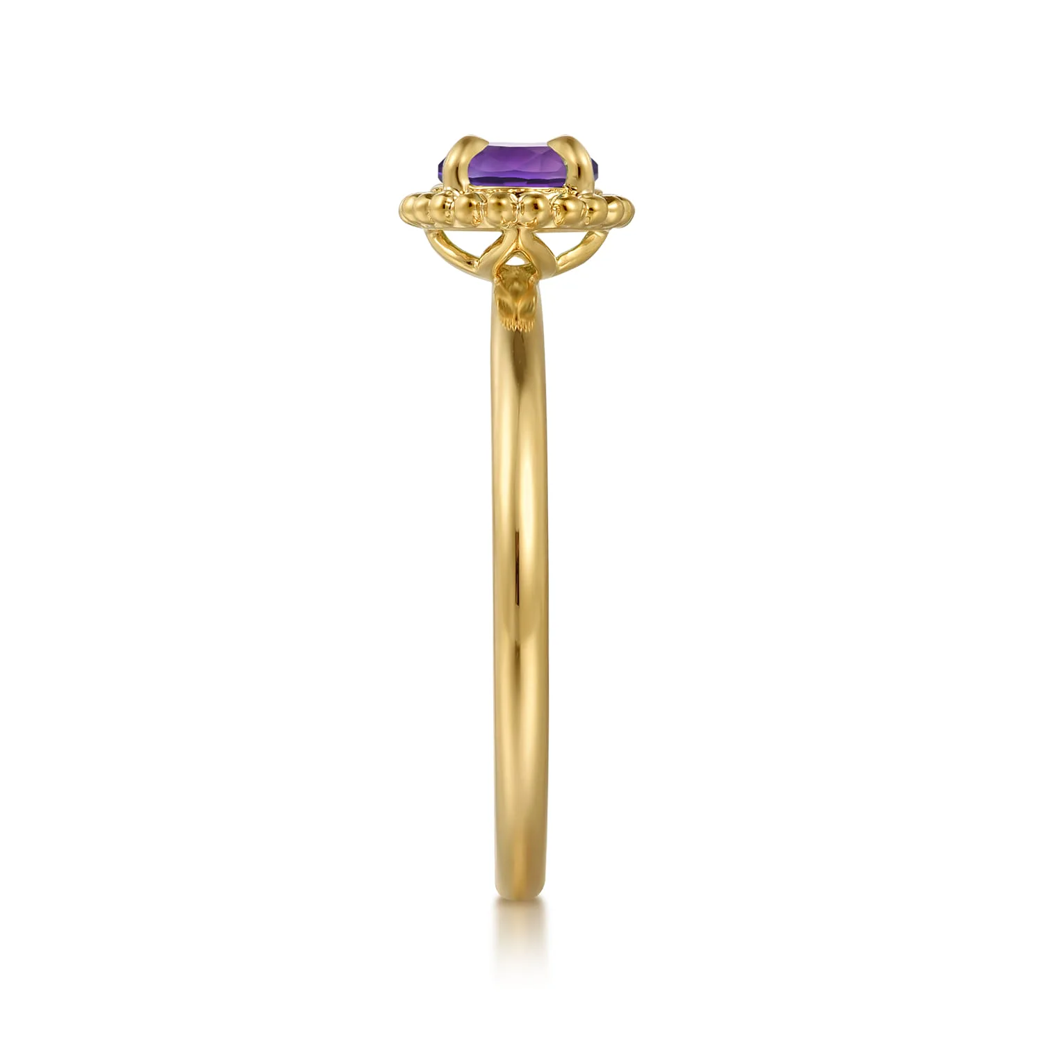 Amethyst Promise Ring in 14K Yellow Gold, photograph 4