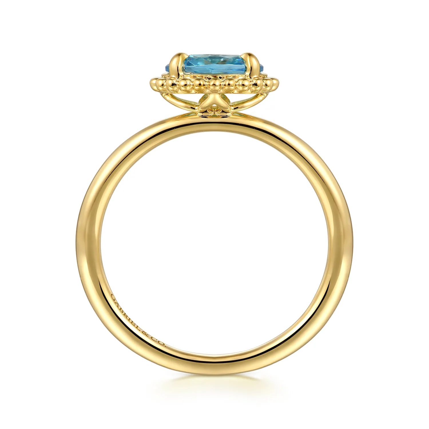 Blue Topaz Bujukan Promise Ring in 14K Yellow Gold, photograph 2