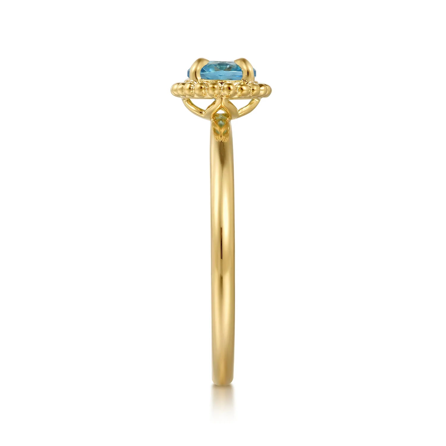 Blue Topaz Bujukan Promise Ring in 14K Yellow Gold, photograph 4