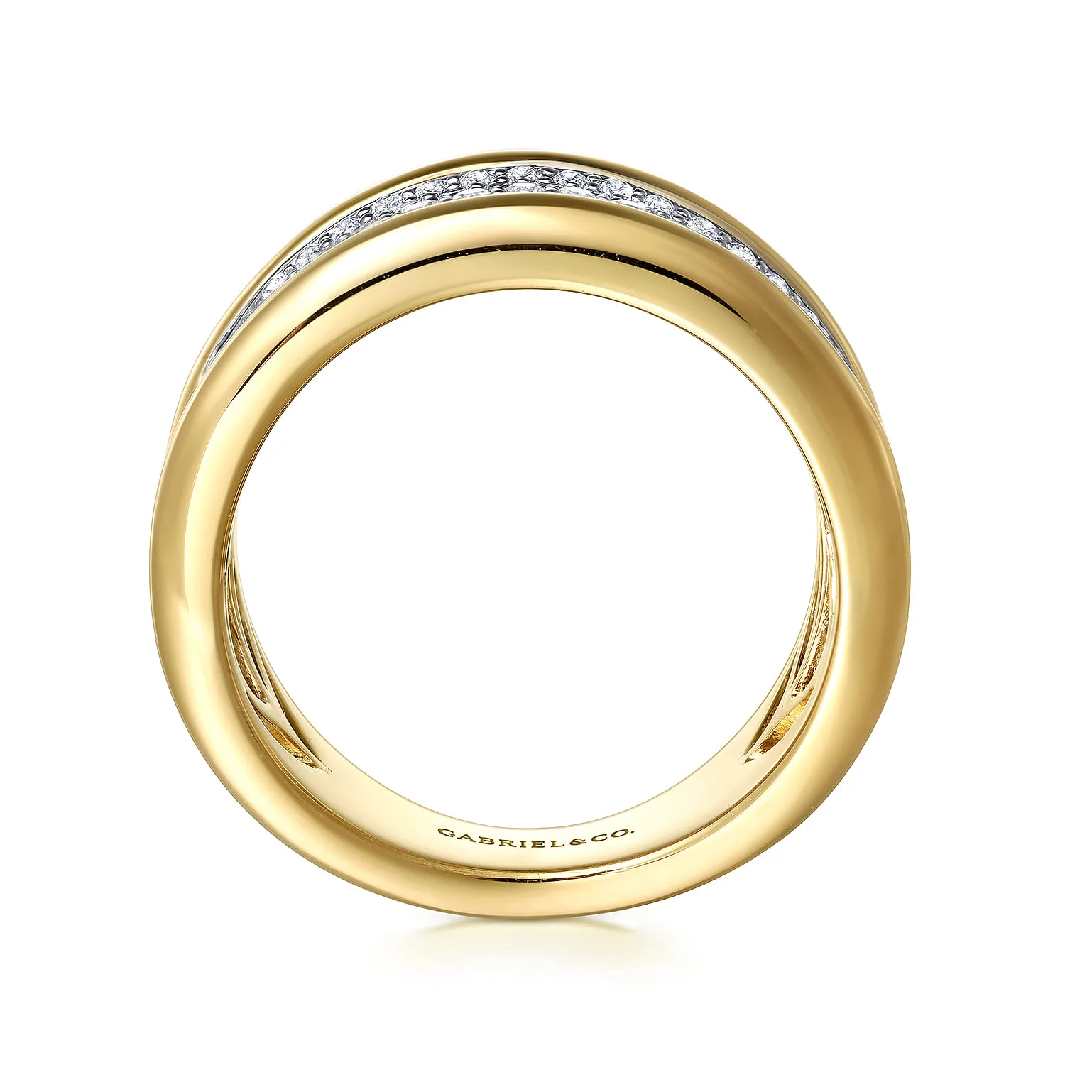 Diamond Wide Band Ring in 14K White/Yellow Gold, photograph 2