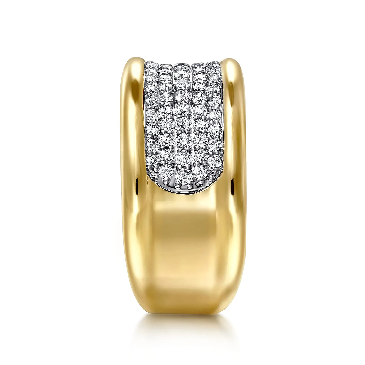 Diamond Wide Band Ring in 14K White/Yellow Gold, photograph 4