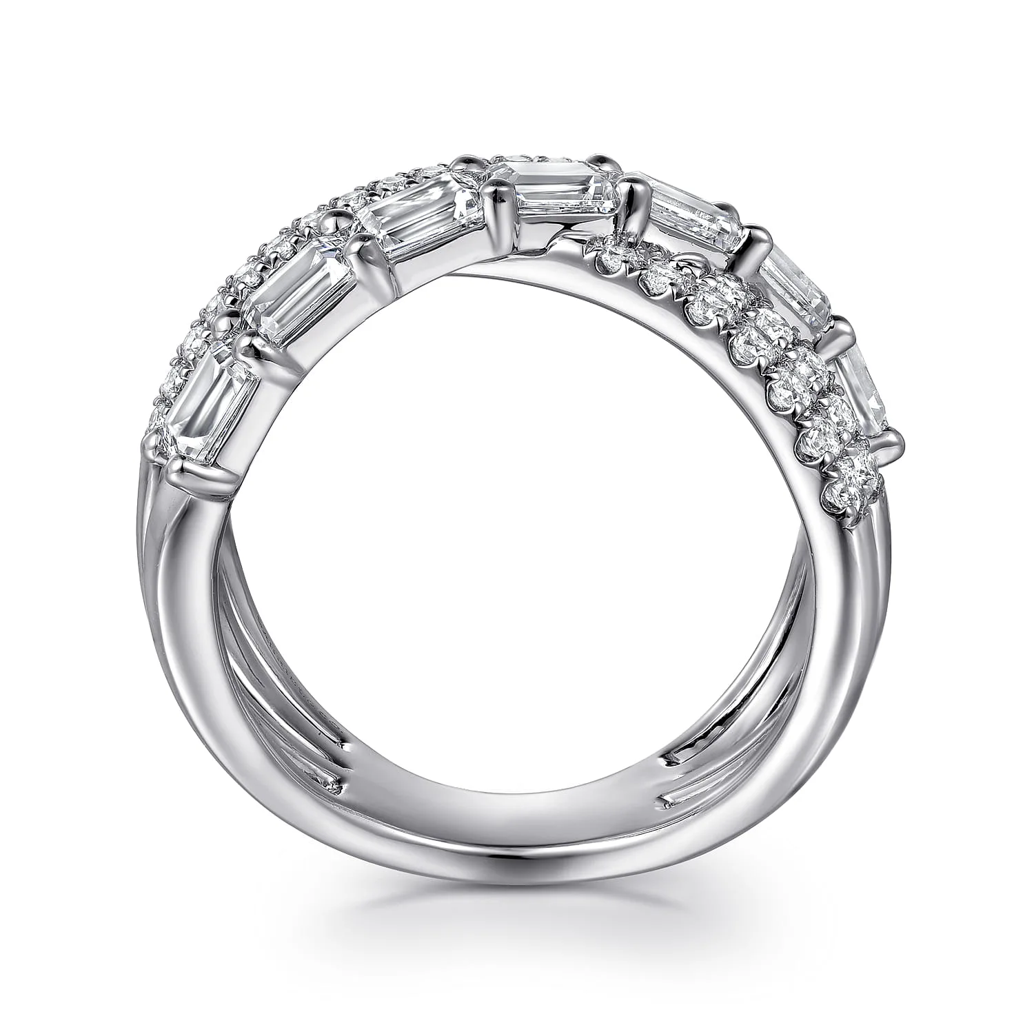 Diamond Criss Cross Ladies Ring in 18K White Gold, photograph 2
