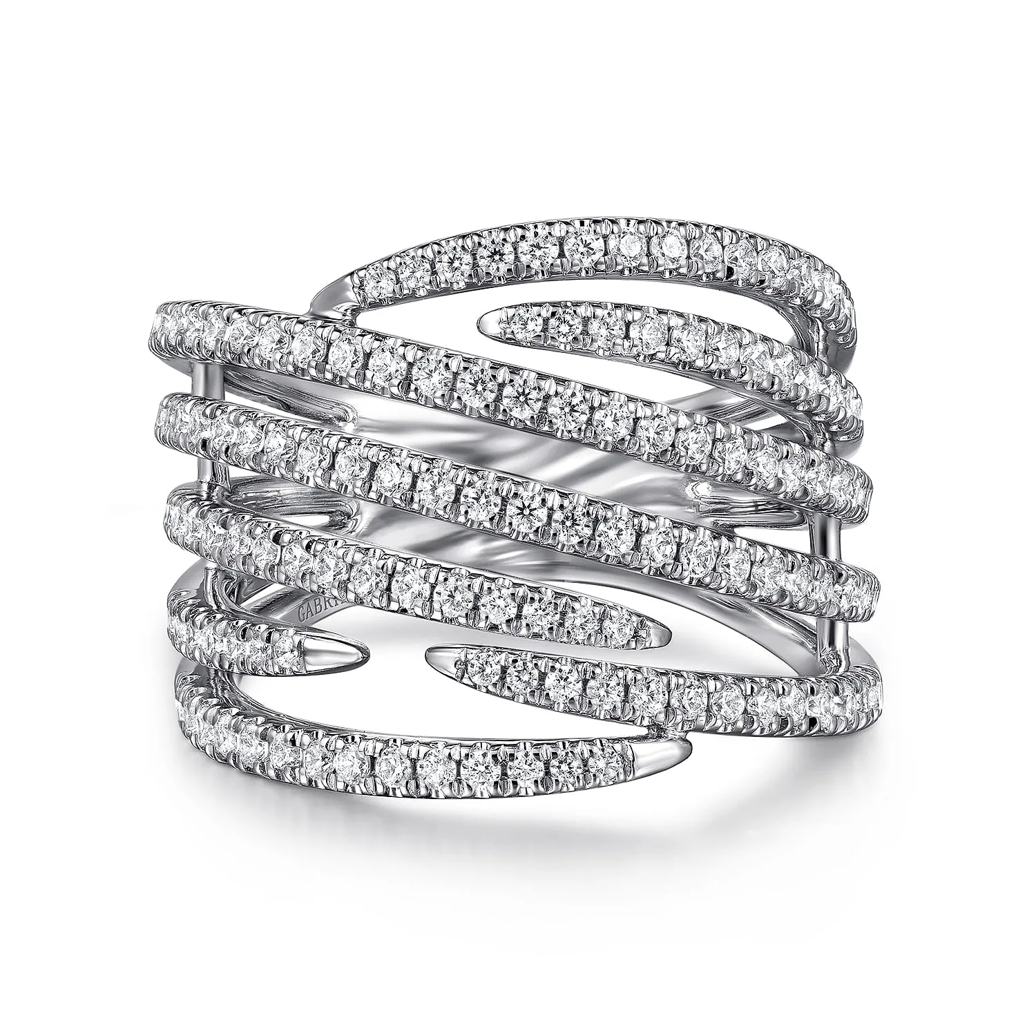 Multi Row Diamond Spike Wide Band Ladies Ring