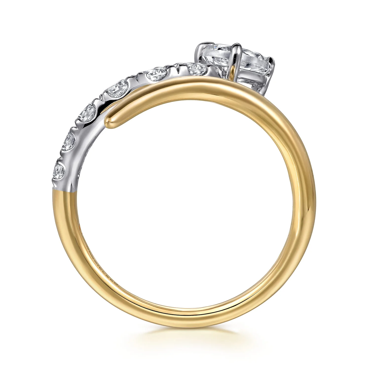 Diamond Bypass Snake Ring in 14K White/Yellow Gold, photograph 2