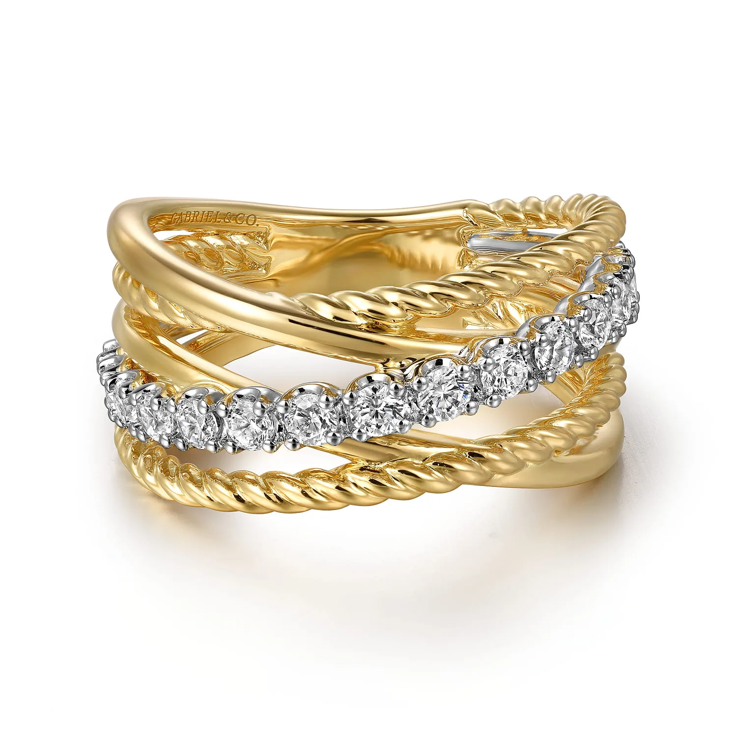 Diamond Rope Twisted Ladies Ring