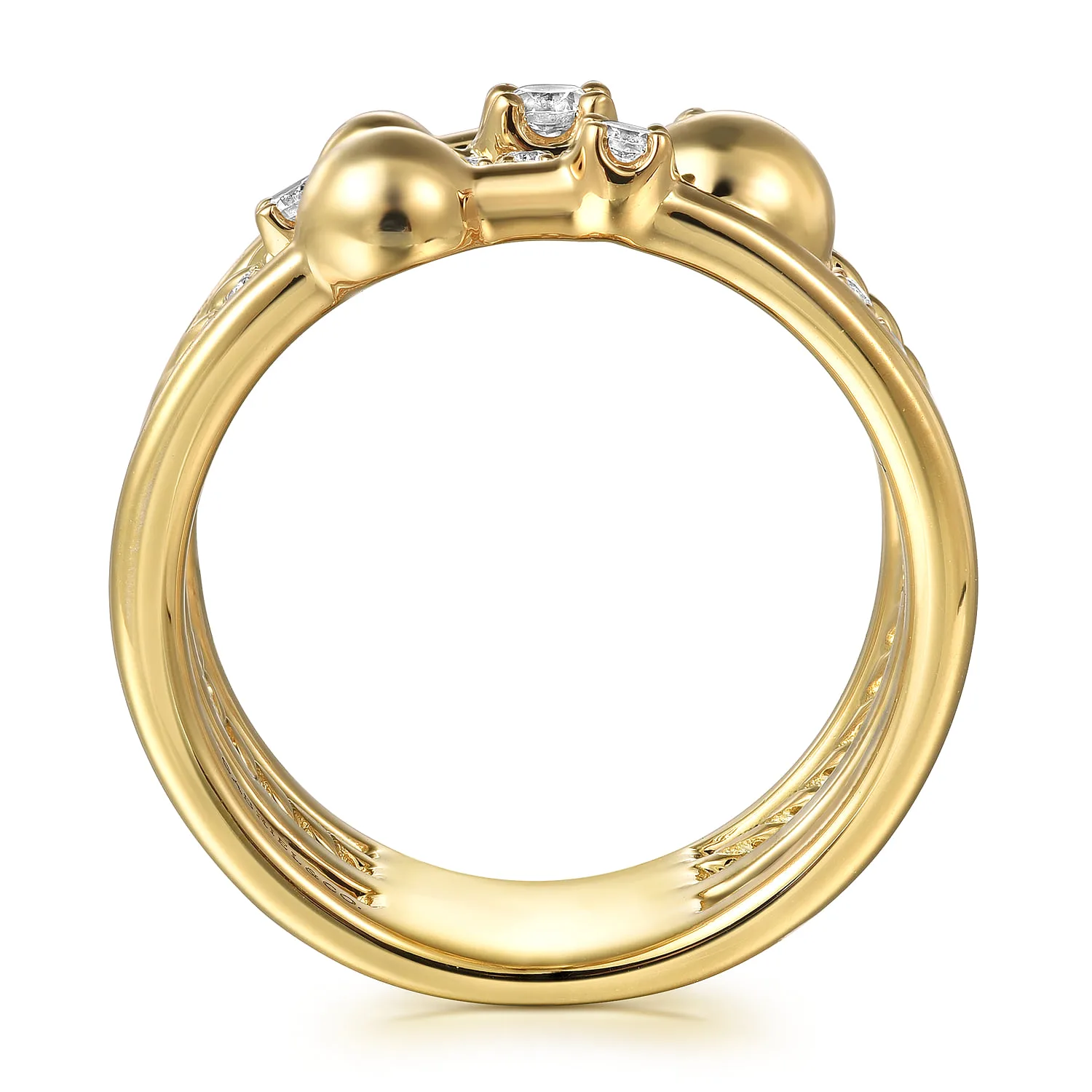 Diamond Rope Easy Stackable Ladies Ring in 14K Yellow Gold, photograph 2
