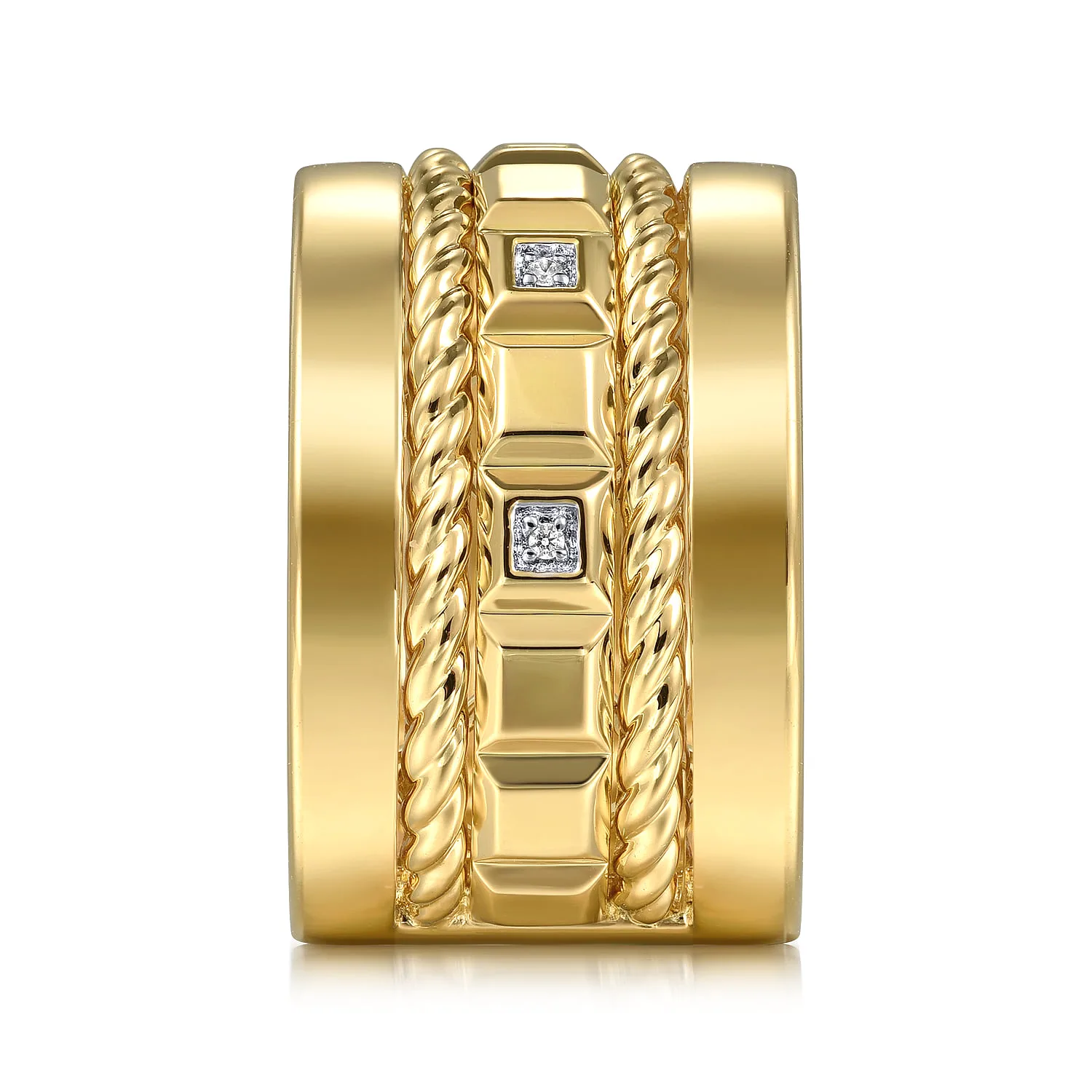 Diamond Rope Easy Stackable Cigar Band in 14K Yellow Gold, photograph 4