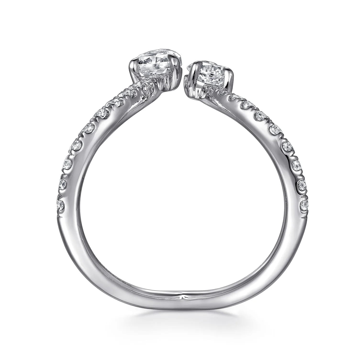 Diamond Open Chevron Ladies Ring in 14K White Gold, photograph 2