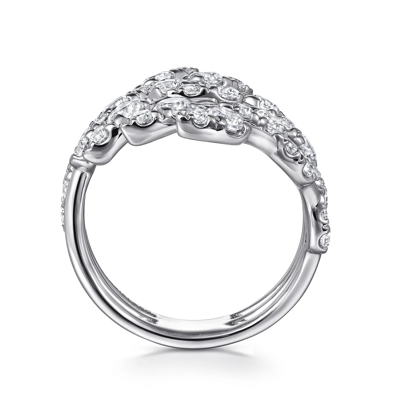 Diamond Spikes Bypass Ladies Ring in 14K White Gold, photograph 2