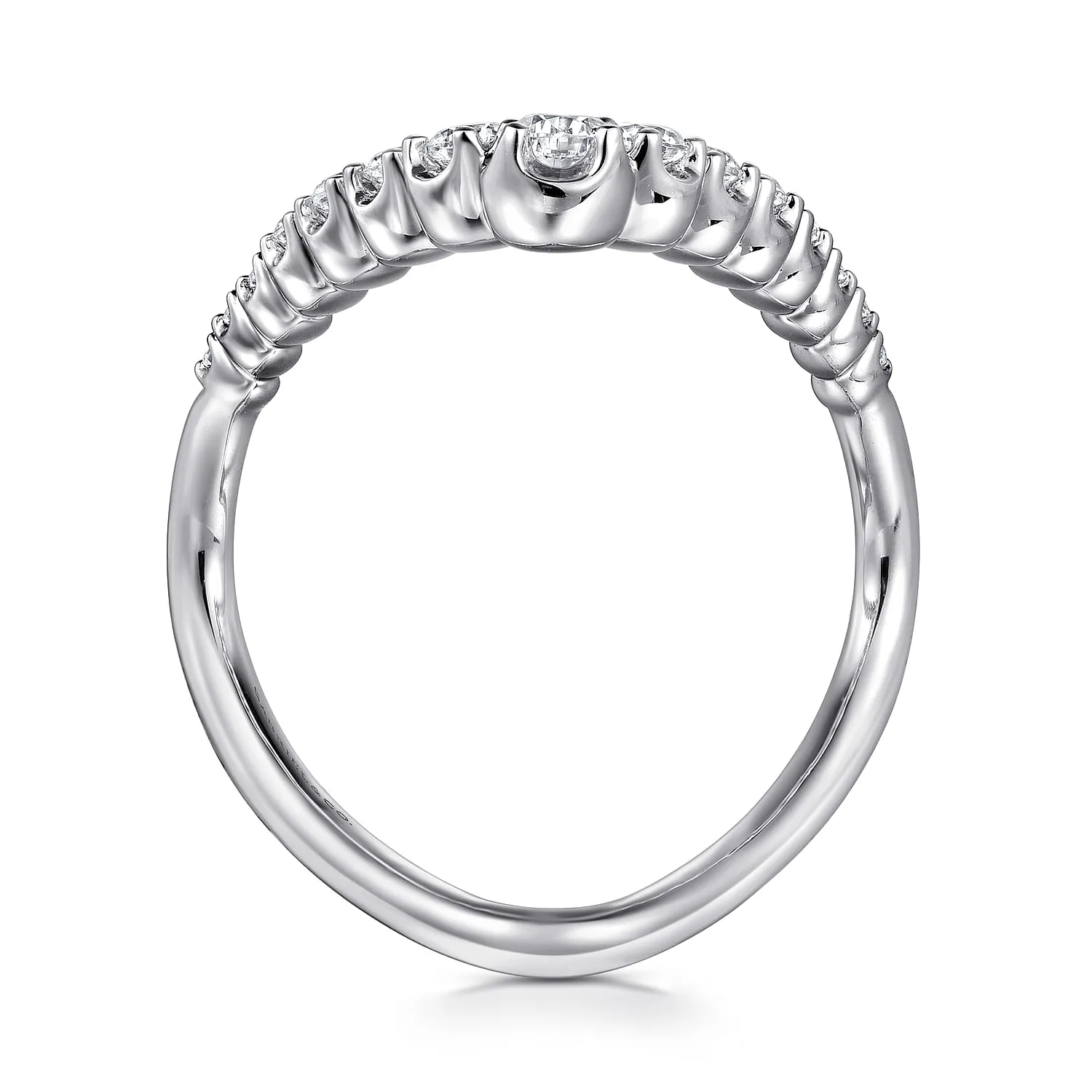 Diamond Chevron Ladies Ring in 14K White Gold, photograph 2