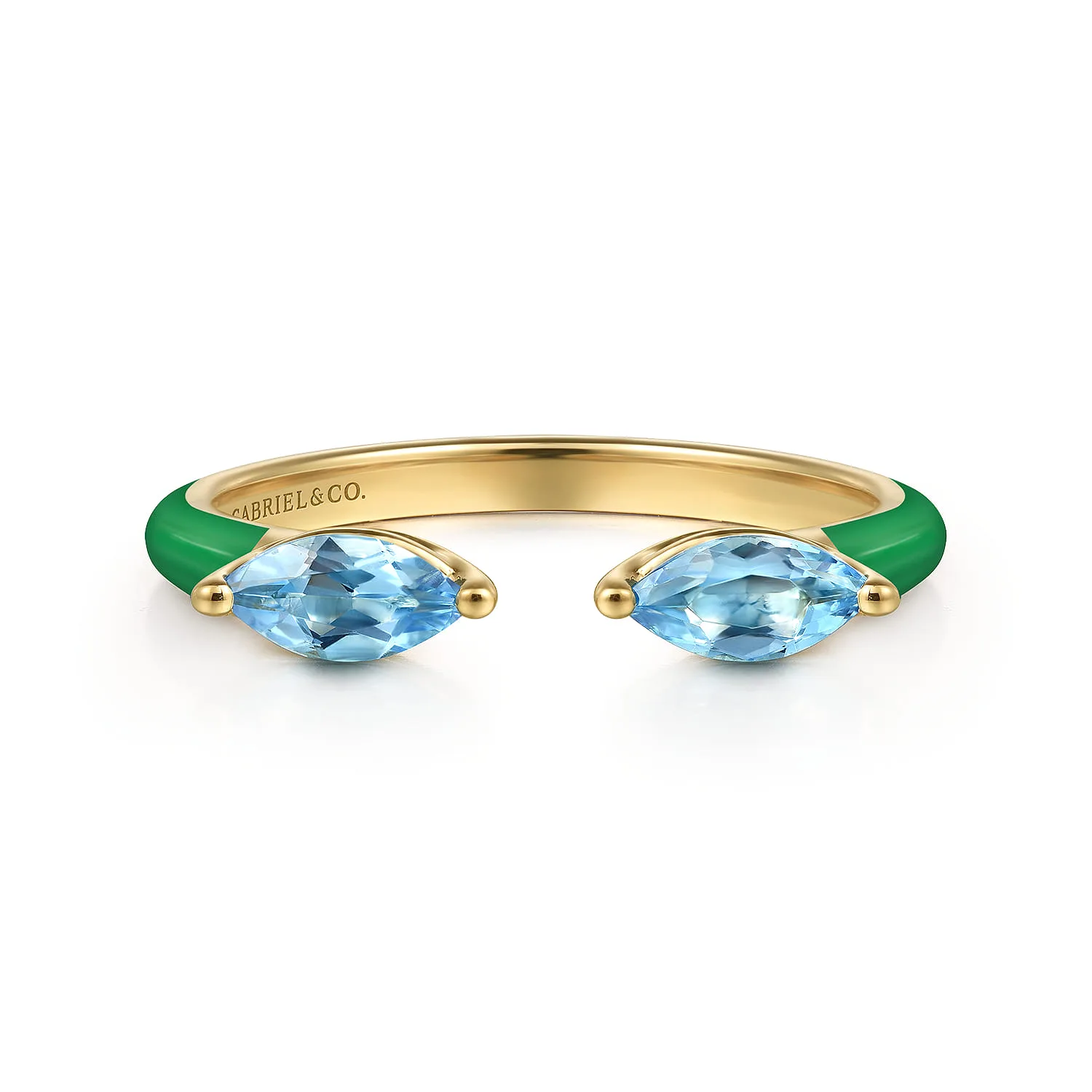 Blue Topaz Open Stackable with Emerald Green Enamel