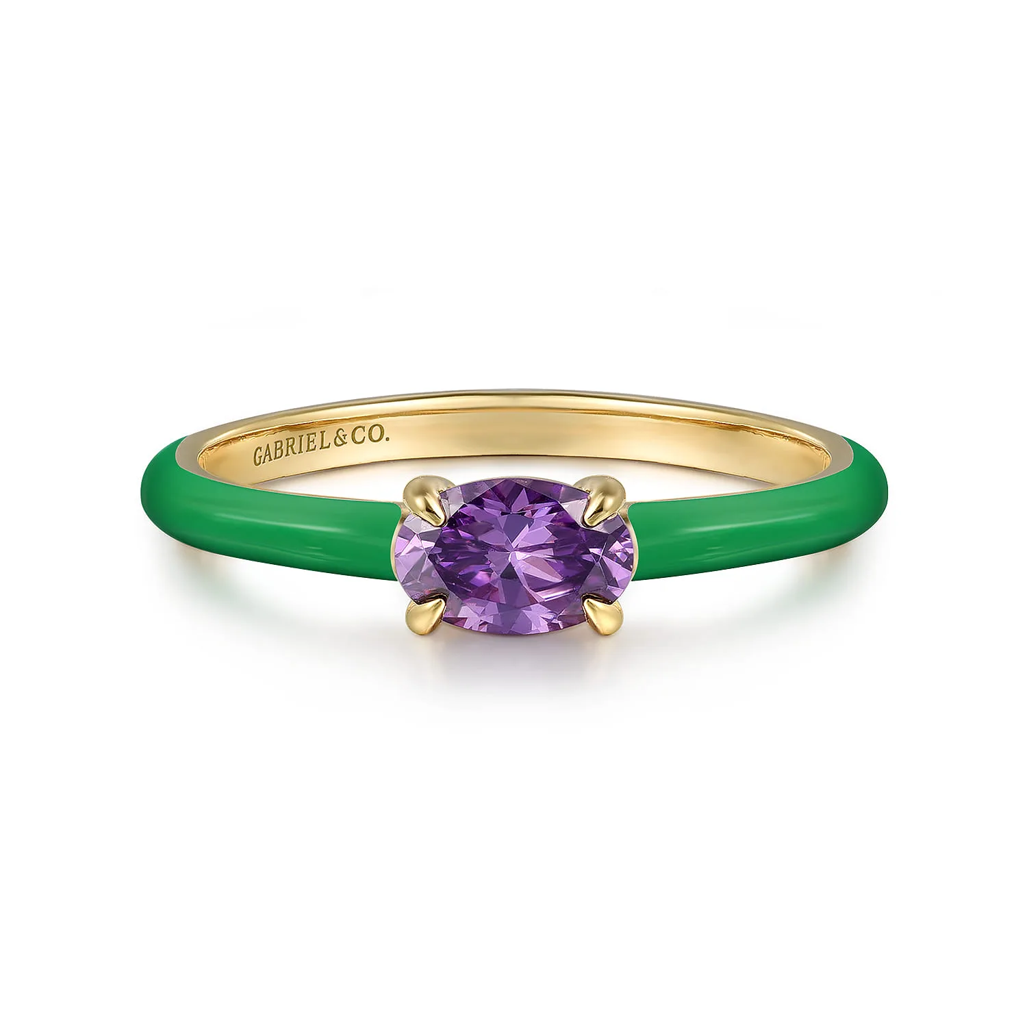 Amethyst Cocktail Stackable with Emerald Green Enamel