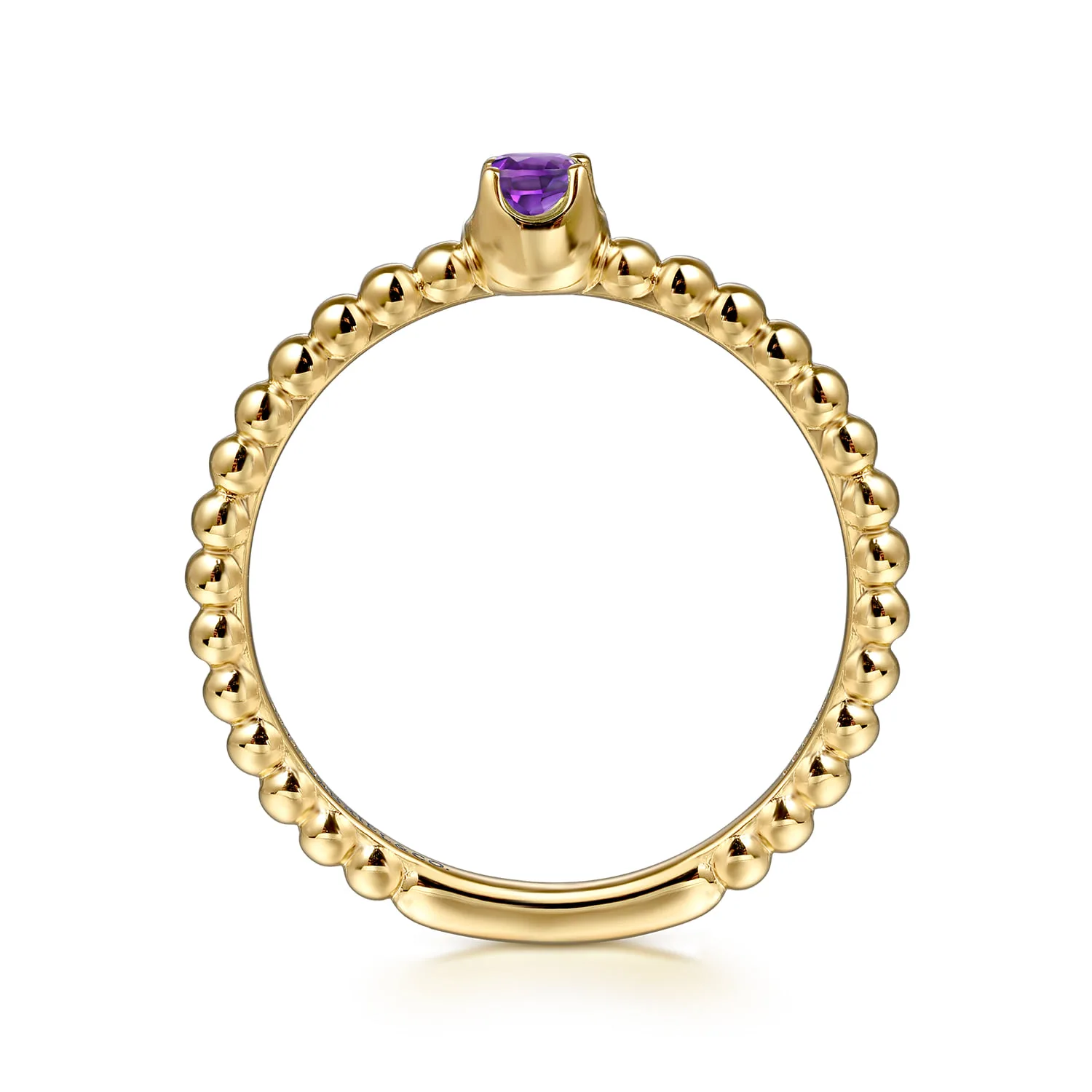 Amethyst Stackable Promise Ring in 14K Yellow Gold, photograph 2