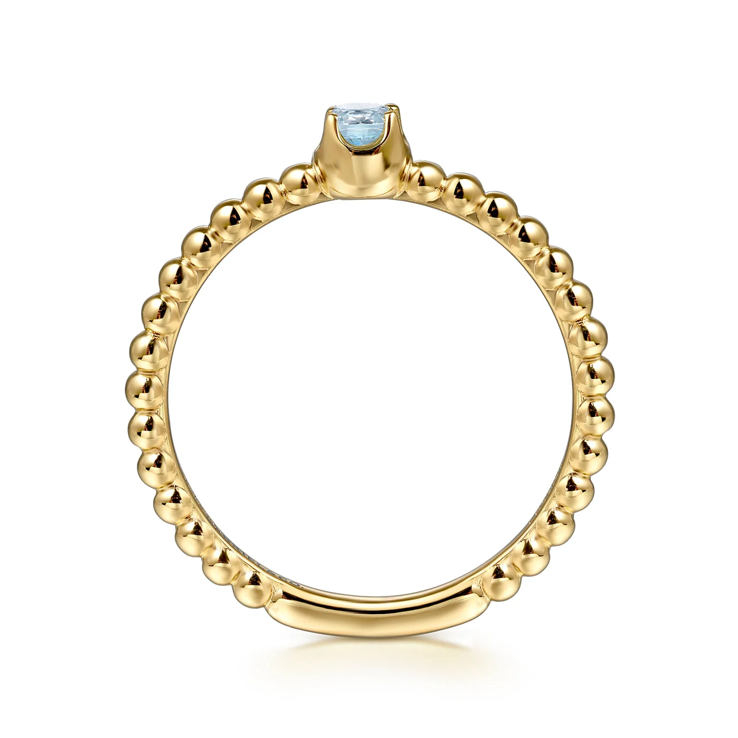 Aquamarine Stackable Promise Ring in 14K Yellow Gold, photograph 2