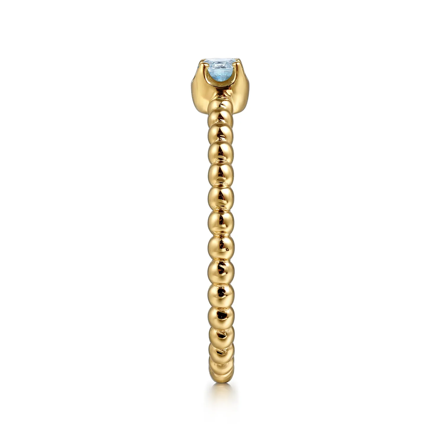 Aquamarine Stackable Promise Ring in 14K Yellow Gold, photograph 4