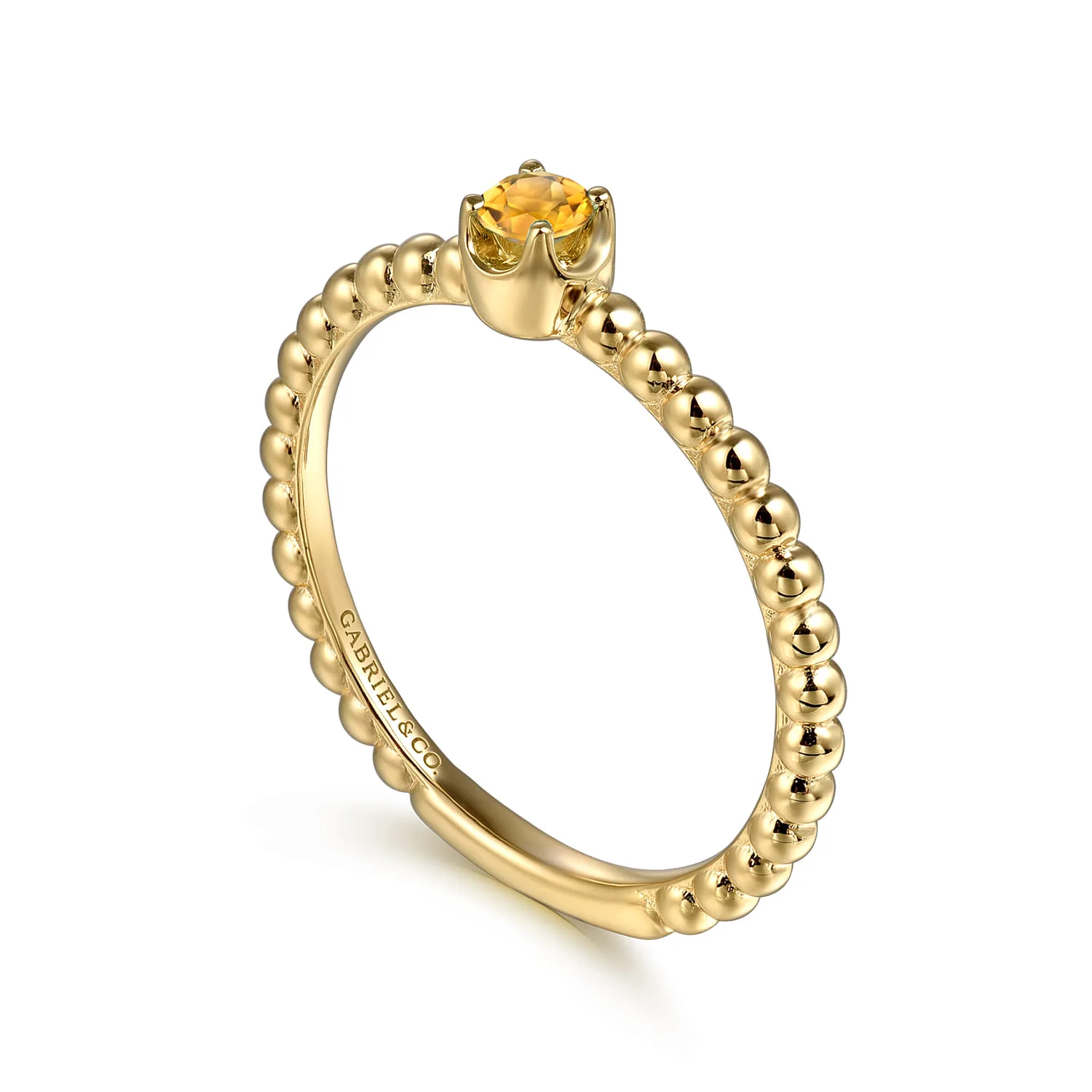 Citrine Stackable Promise Ring in 14K Yellow Gold, photograph 3