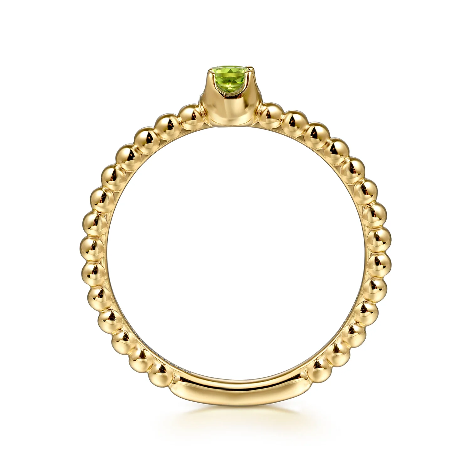 Peridot Stackable Promise Ring in 14K Yellow Gold, photograph 2