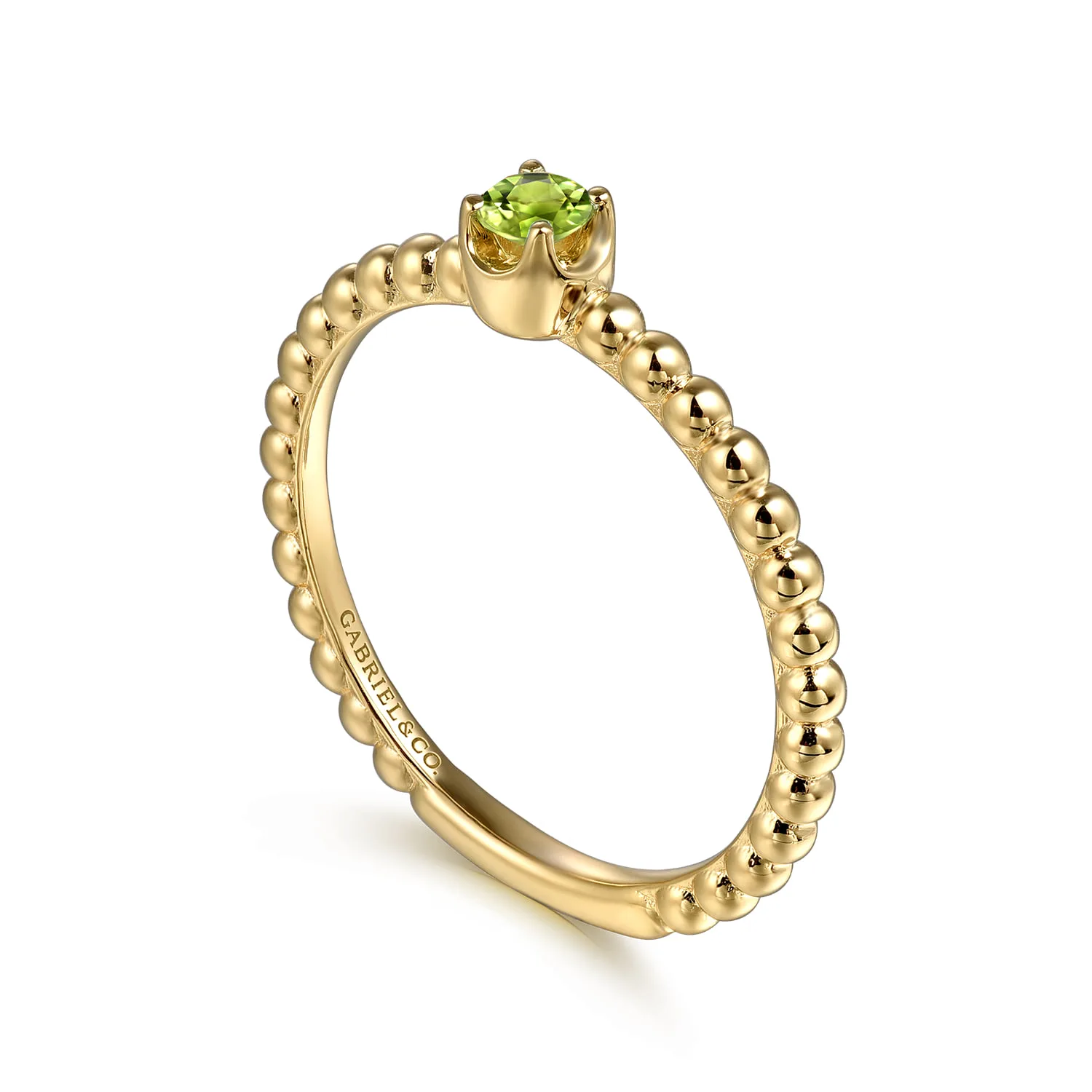 Peridot Stackable Promise Ring in 14K Yellow Gold, photograph 3