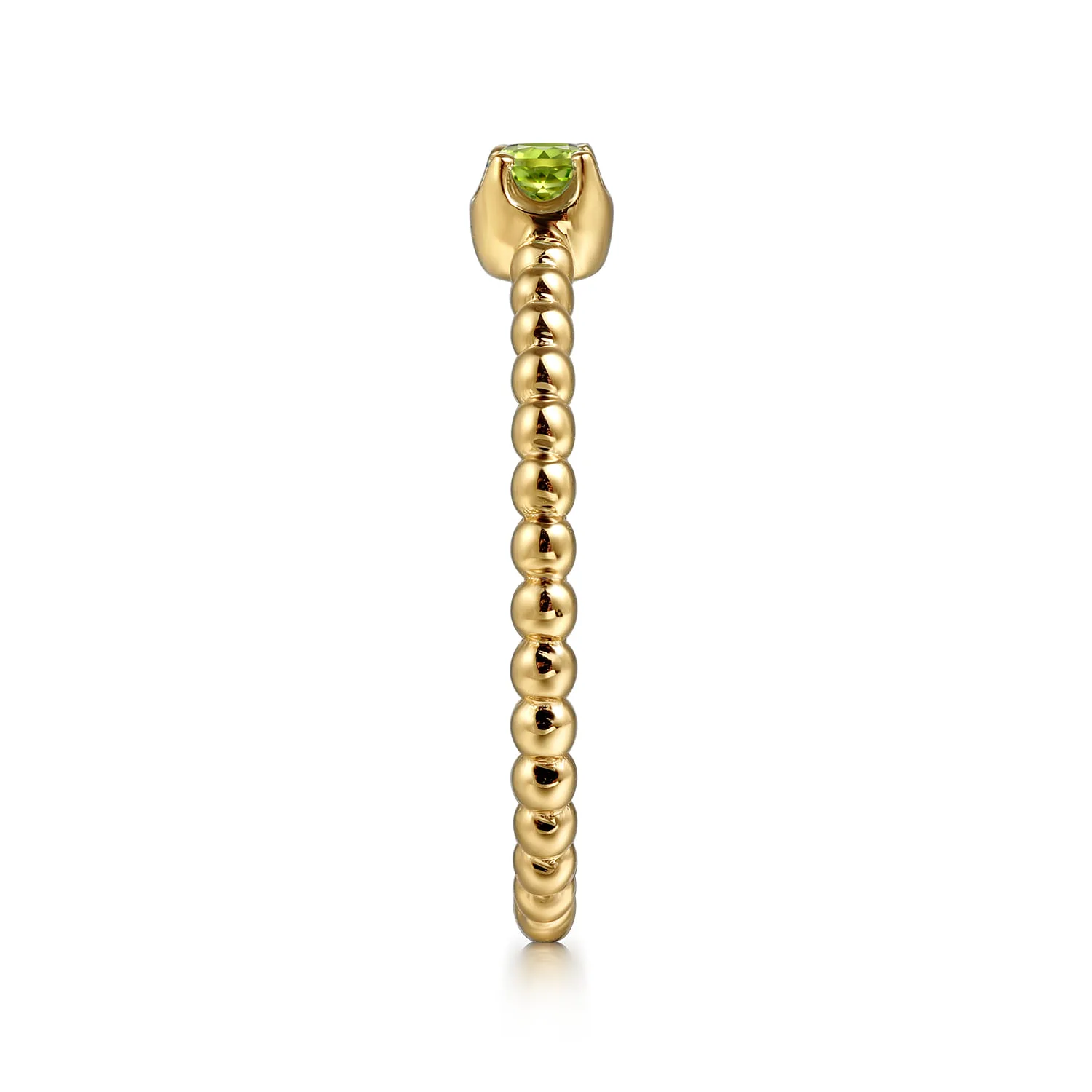 Peridot Stackable Promise Ring in 14K Yellow Gold, photograph 4