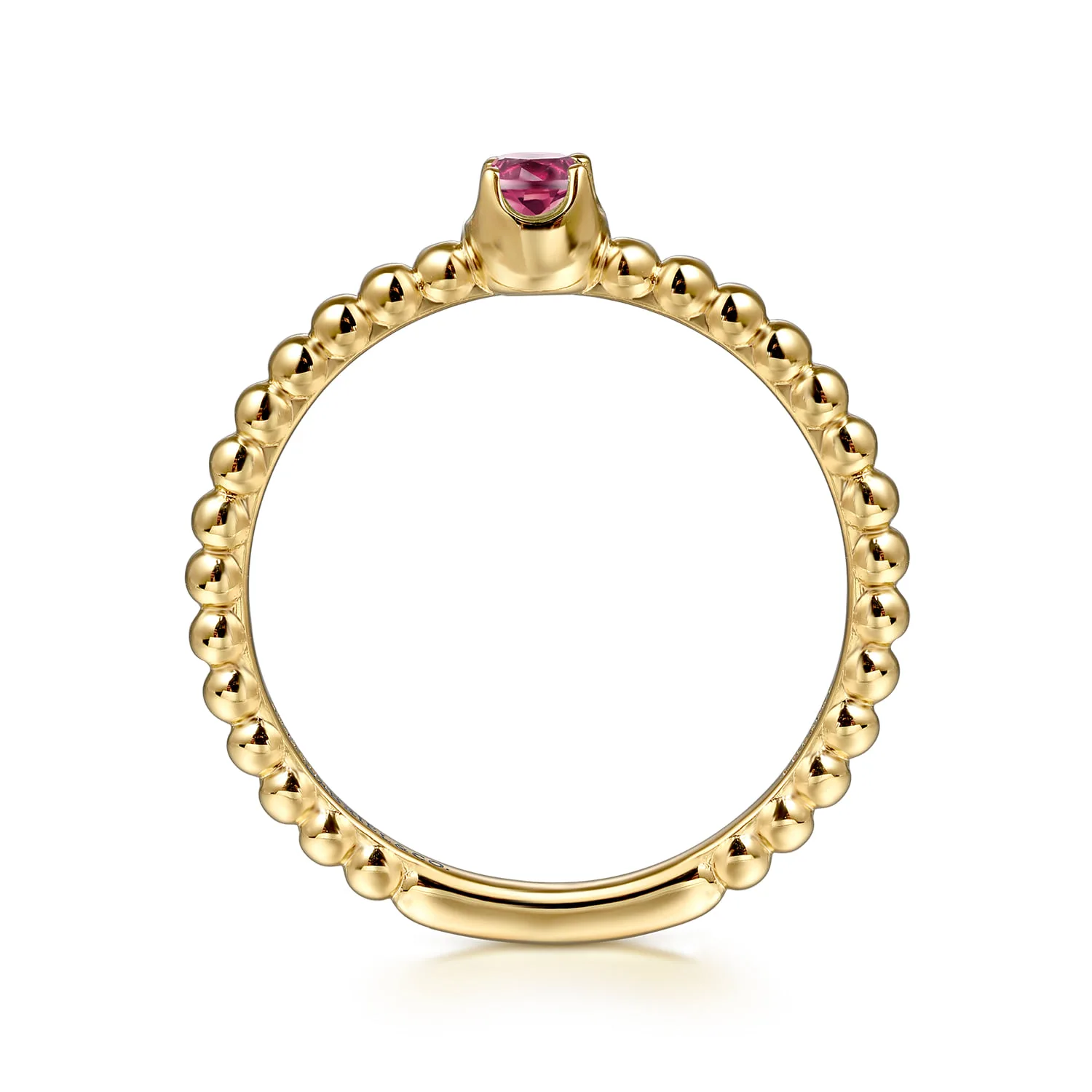 Pink Tourmaline Stackable Promise Ring in 14K Yellow Gold, photograph 2
