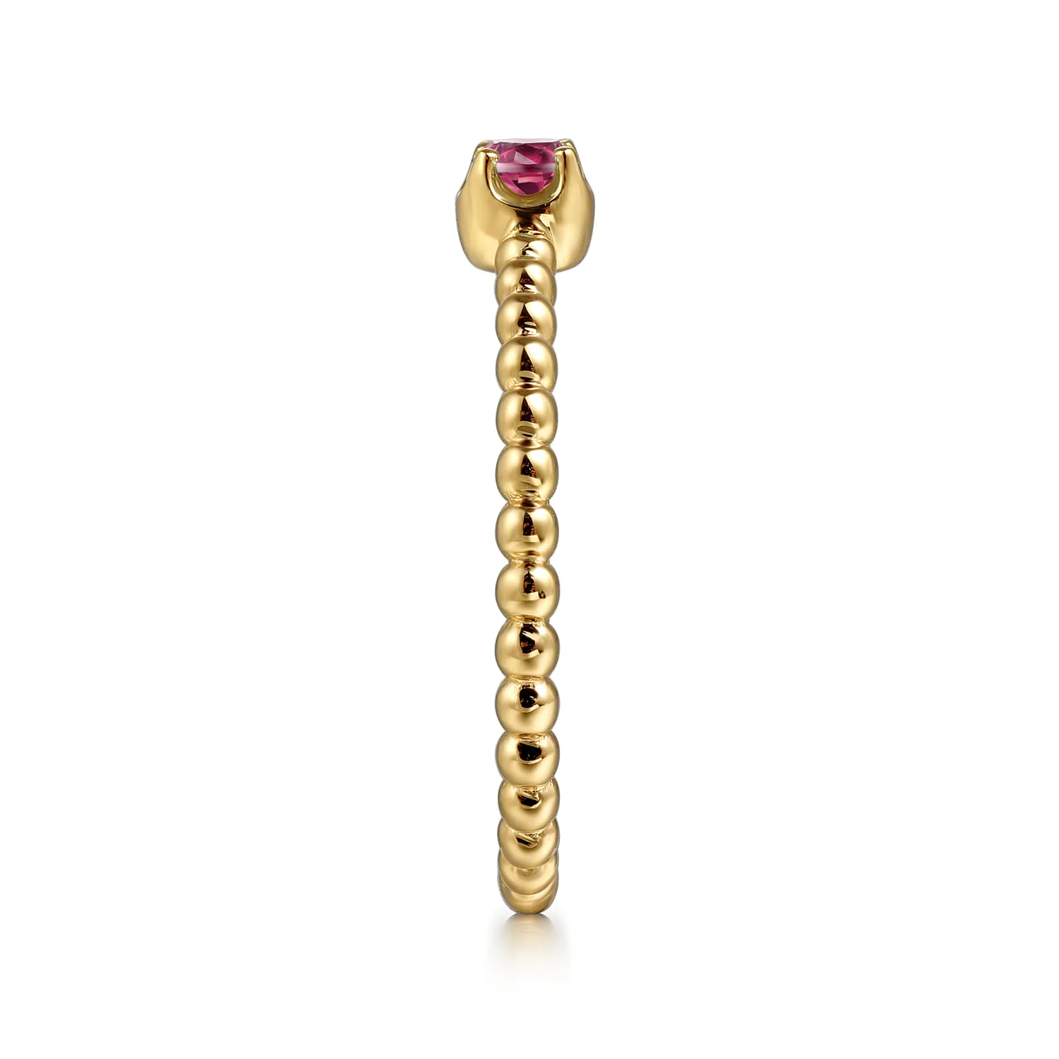 Pink Tourmaline Stackable Promise Ring in 14K Yellow Gold, photograph 4