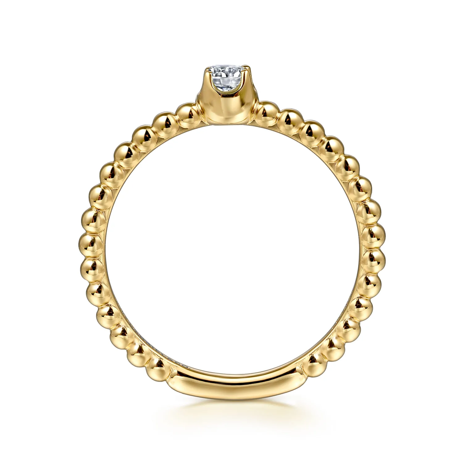 White Sapphire Stackable Promise Ring in 14K Yellow Gold, photograph 2