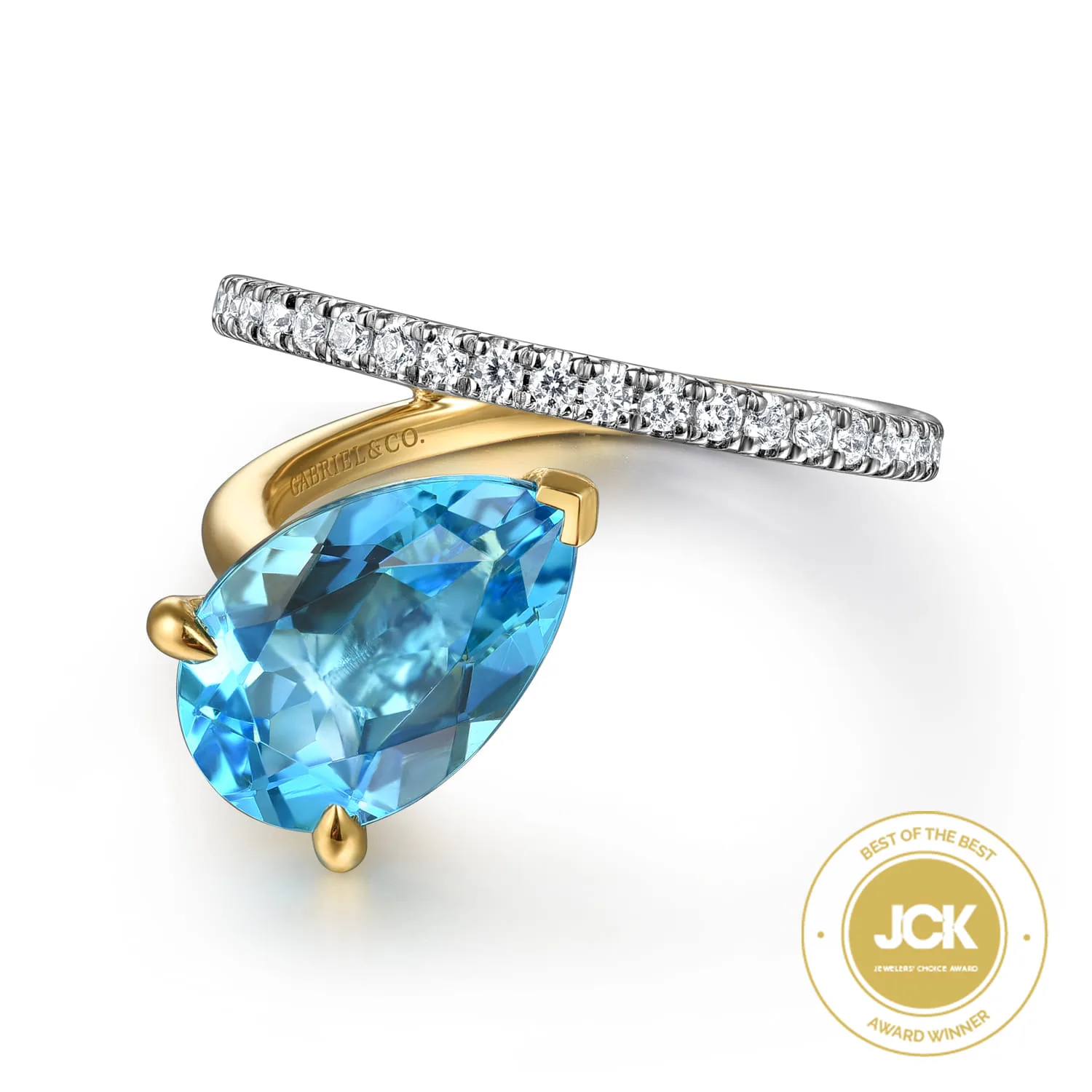 Diamond and Blue Topaz Bypass Ring