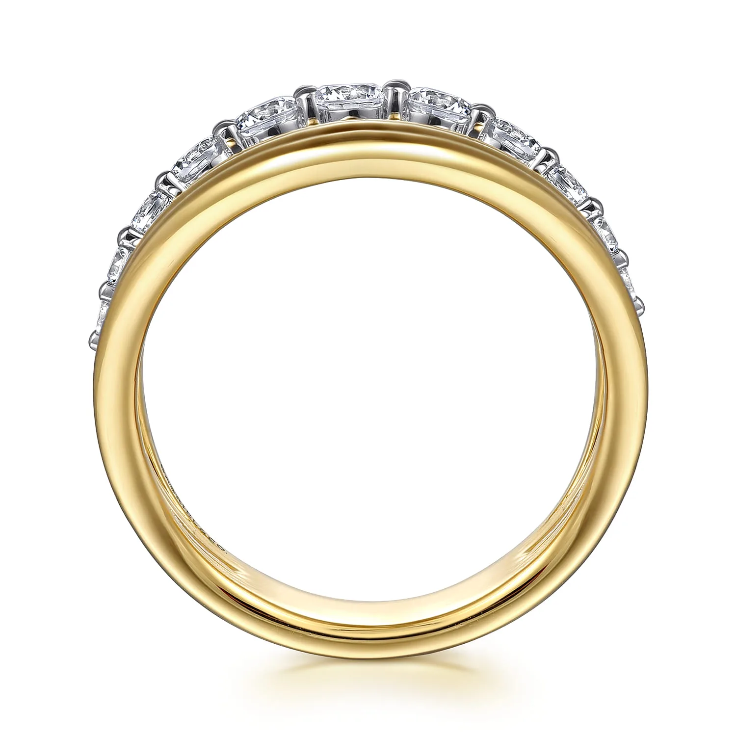 Diamond Wide Band Ring in 14K White/Yellow Gold, photograph 2