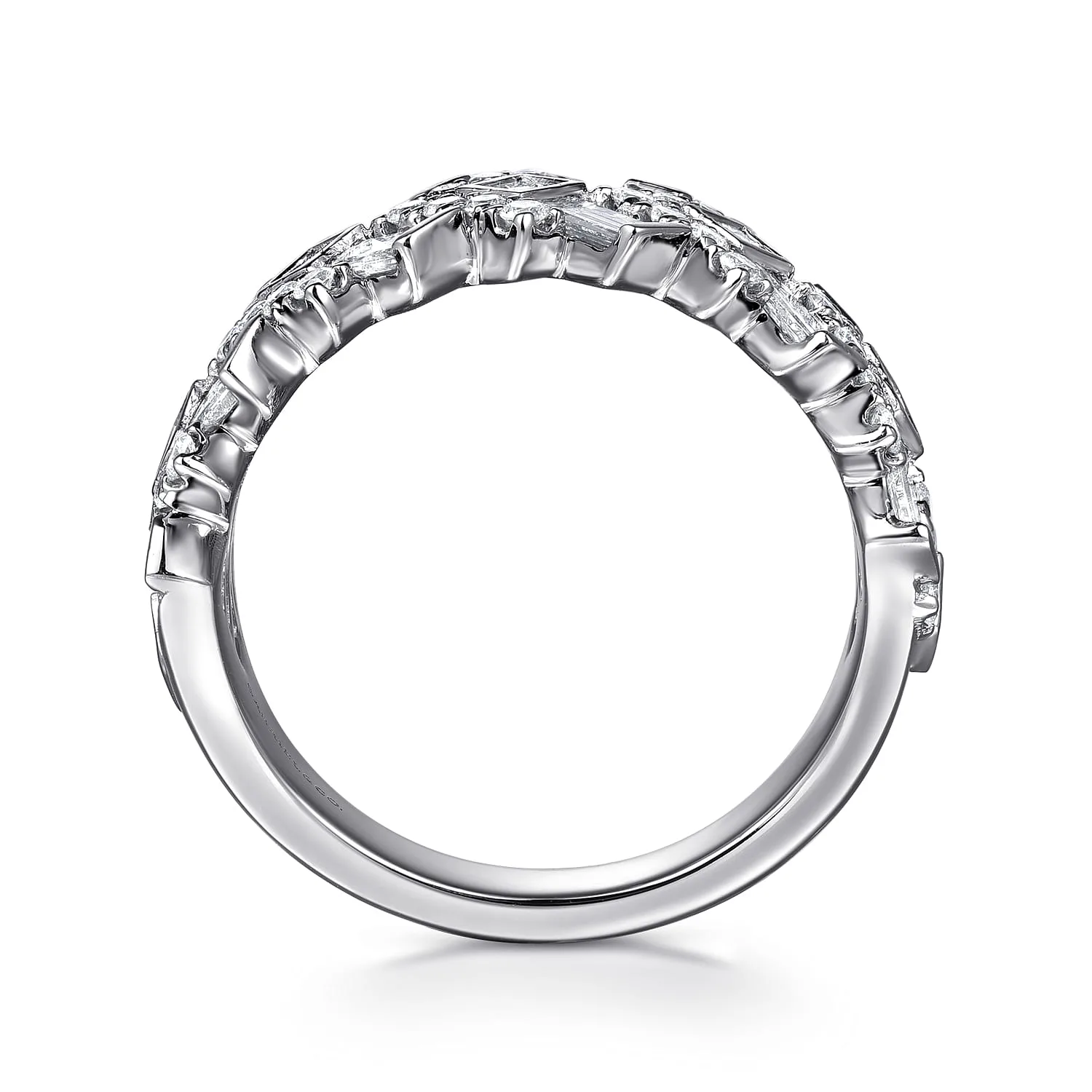 Diamond Wide Band Ring in 14K White Gold, photograph 2