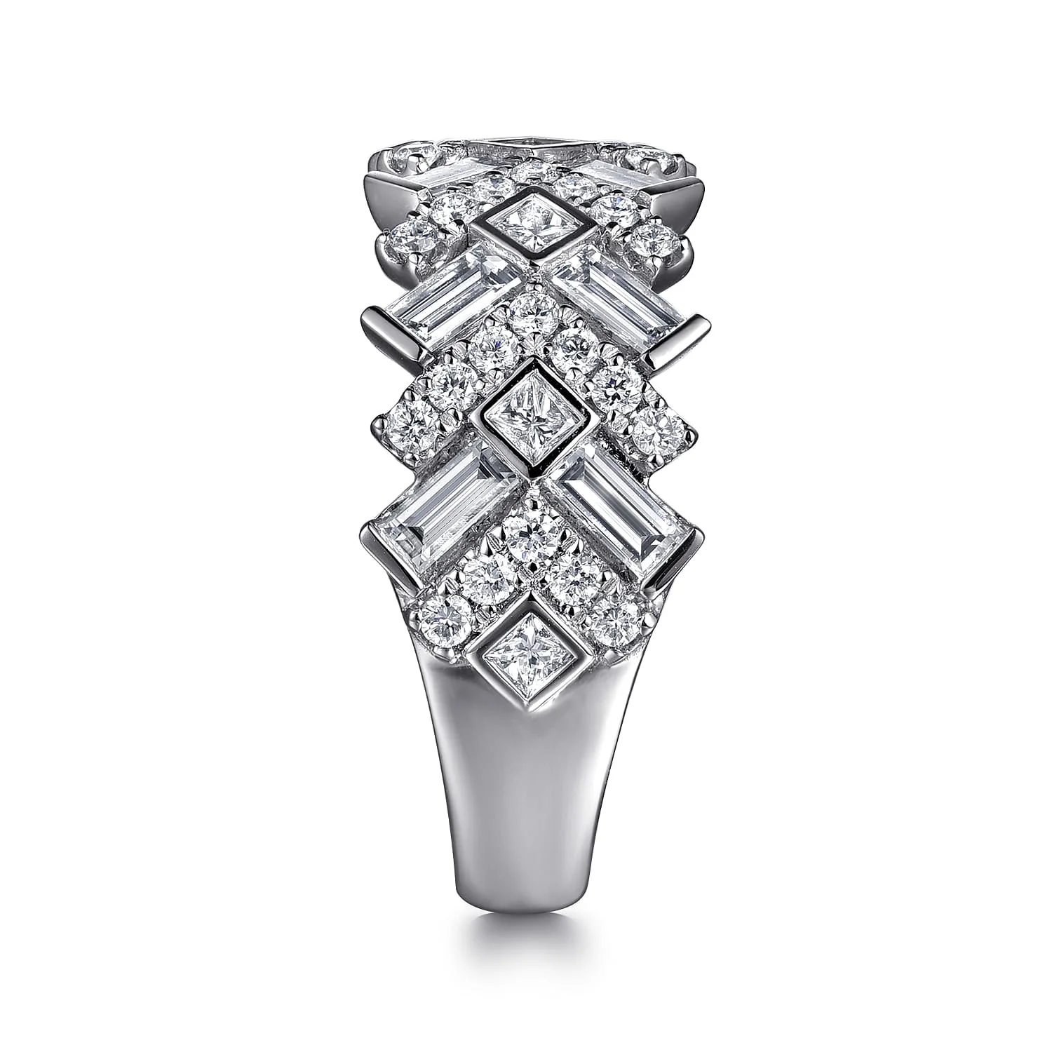 Diamond Wide Band Ring in 14K White Gold, photograph 4