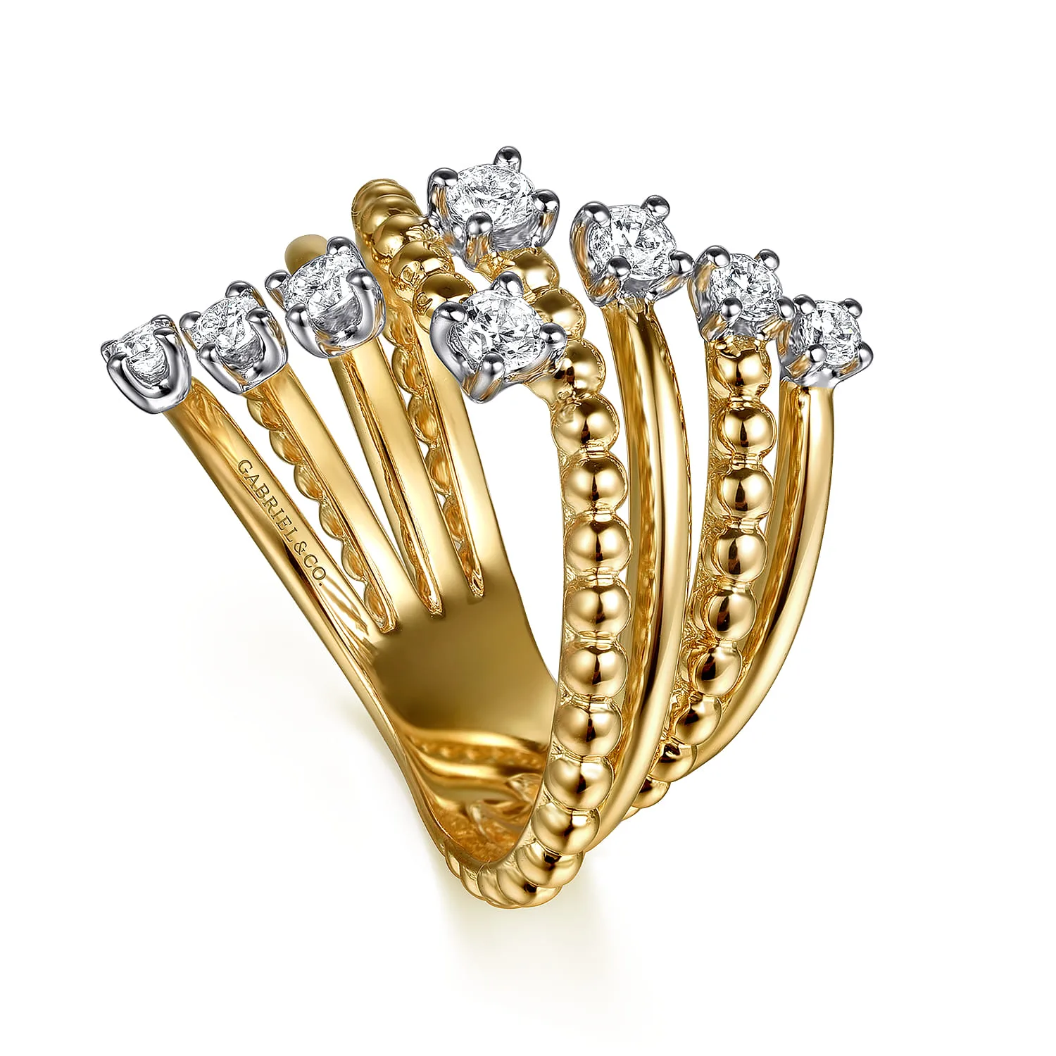 Bujukan and Diamond Bypass Ring in 14K White/Yellow Gold, photograph 3