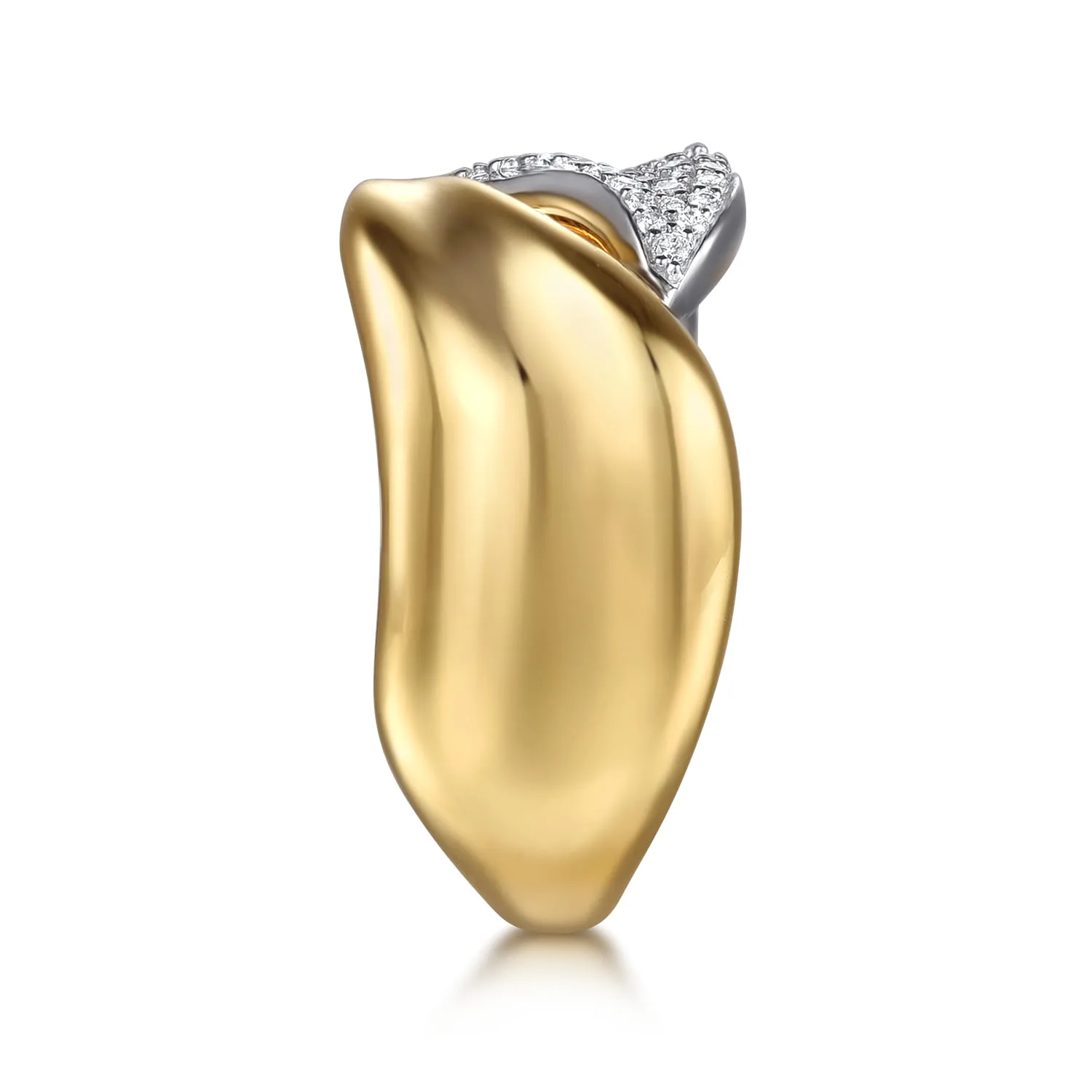 Pave Diamond Bypass Ring in 14K White/Yellow Gold, photograph 4