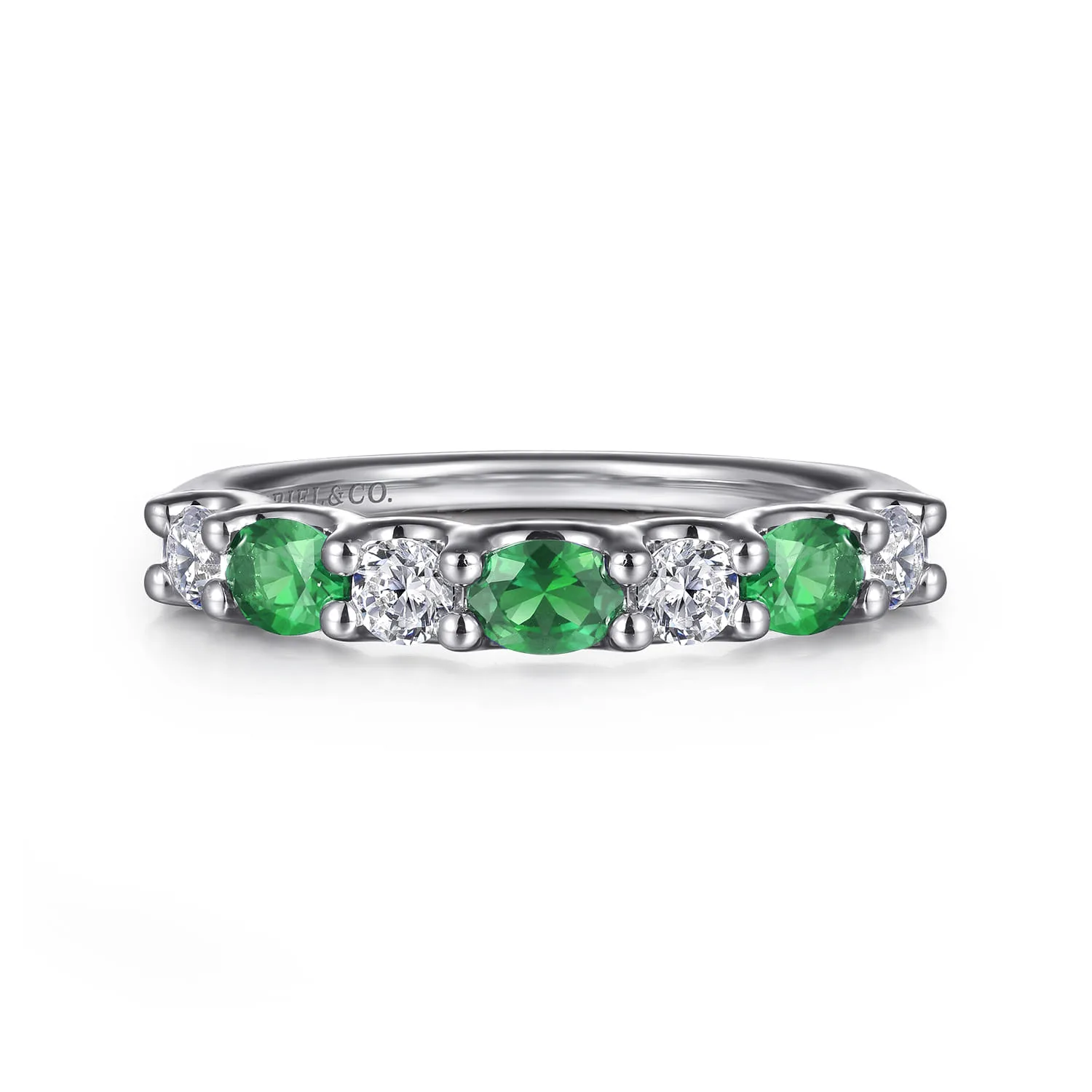 Diamond and Oval Emerald Band Ring
